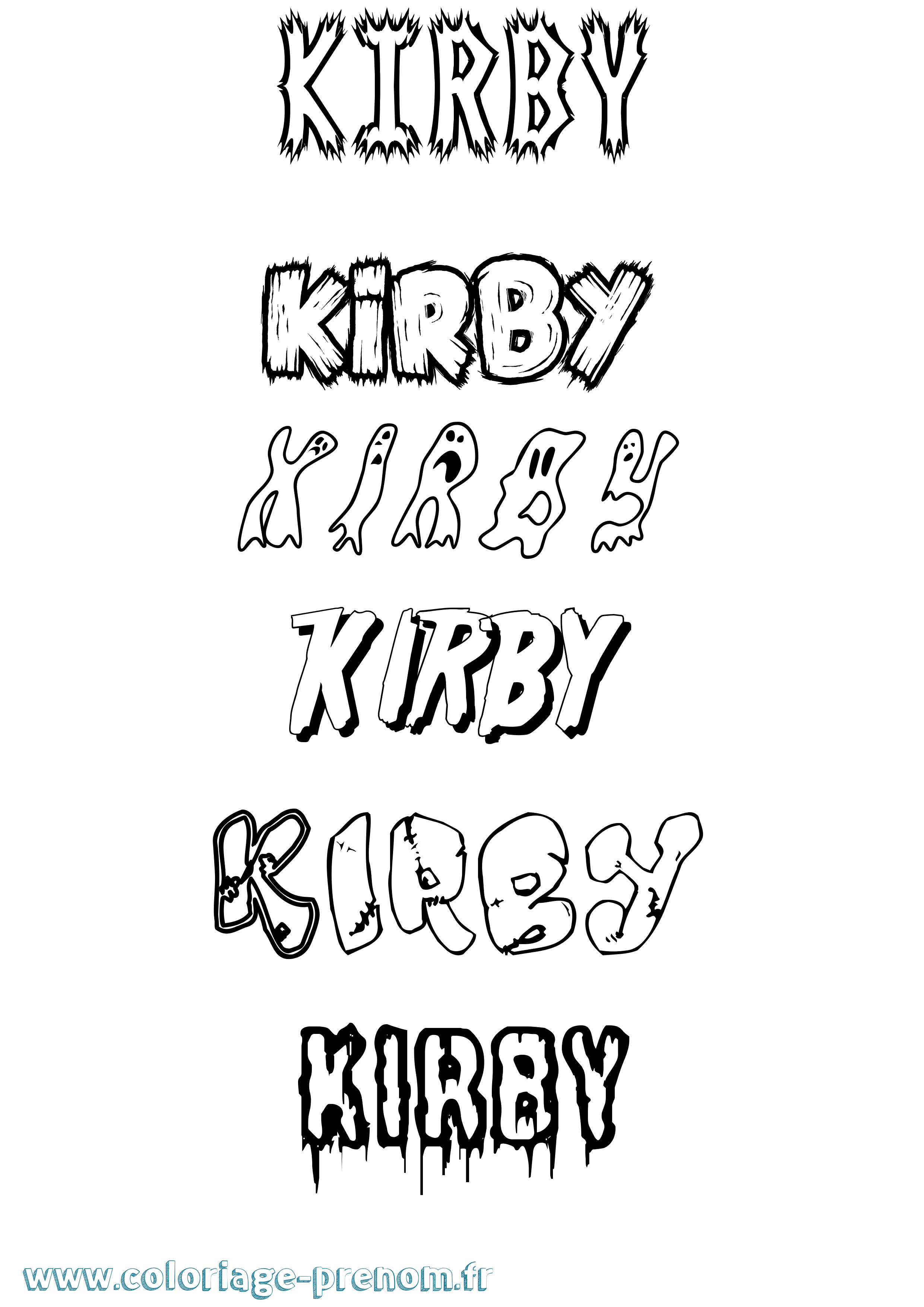 Coloriage Kirby Frisson Coloriage prénom Kirby Frisson
