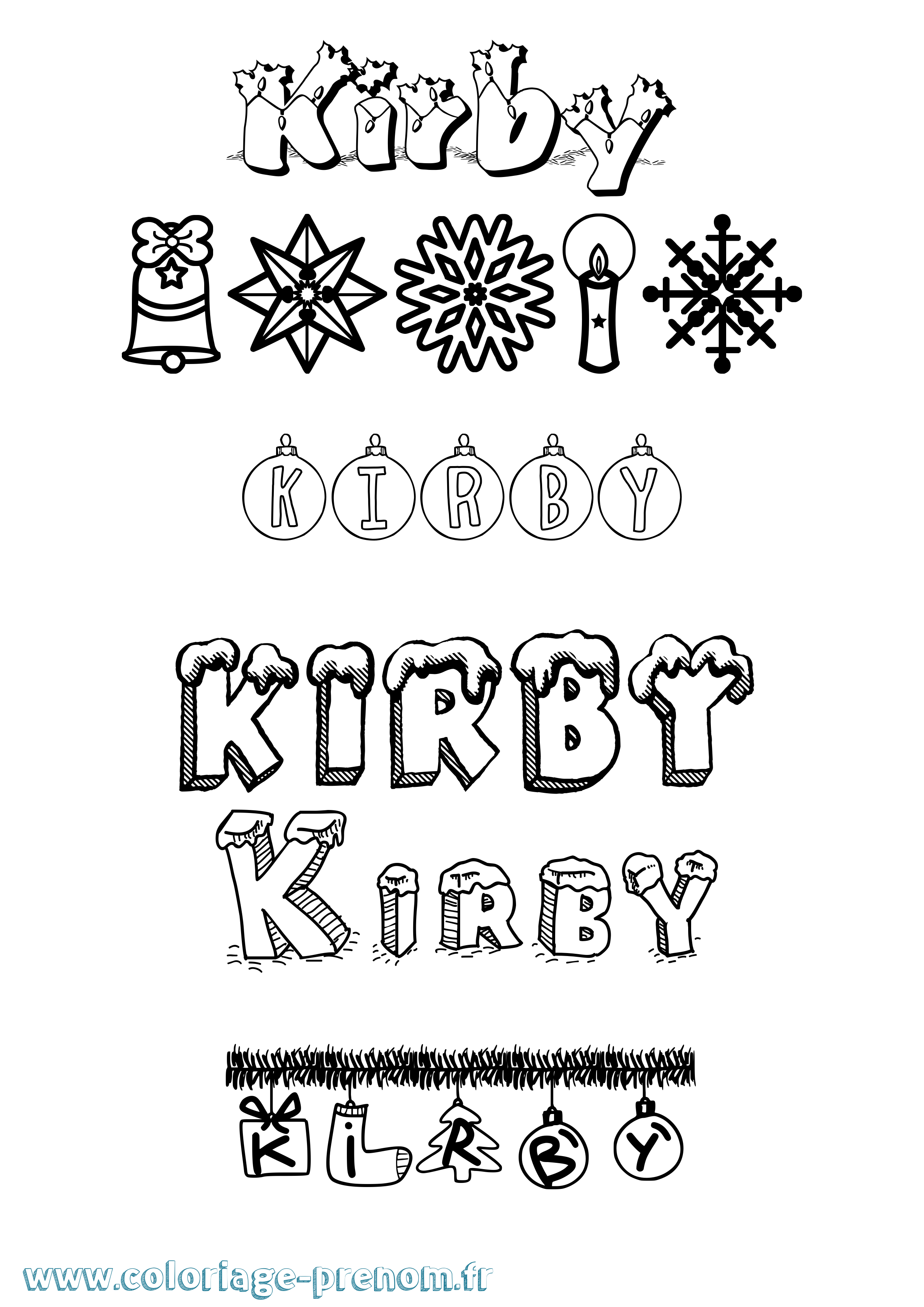Coloriage Kirby Noël Coloriage prénom Kirby Noël