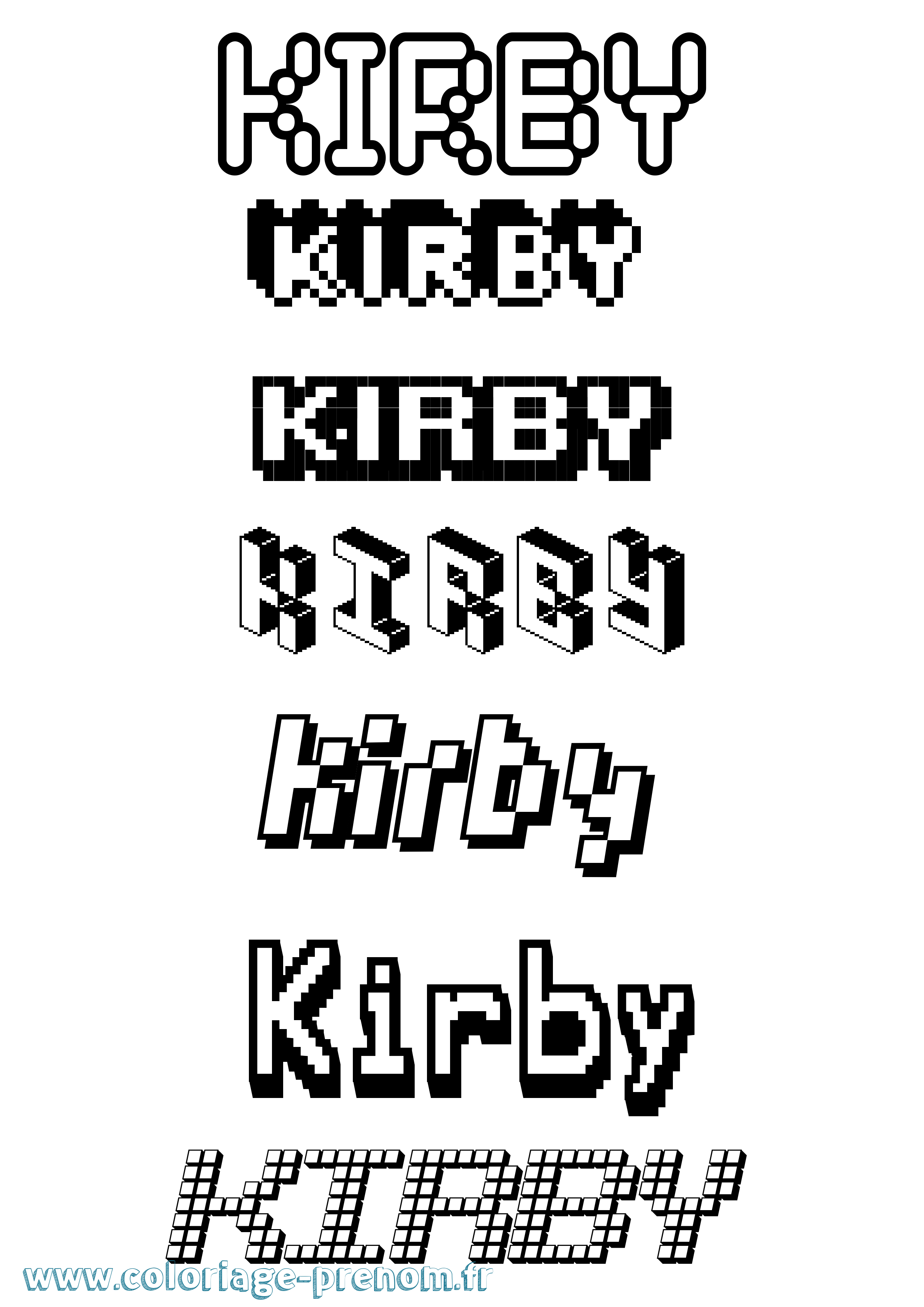 Coloriage Kirby Pixel Coloriage prénom Kirby Pixel