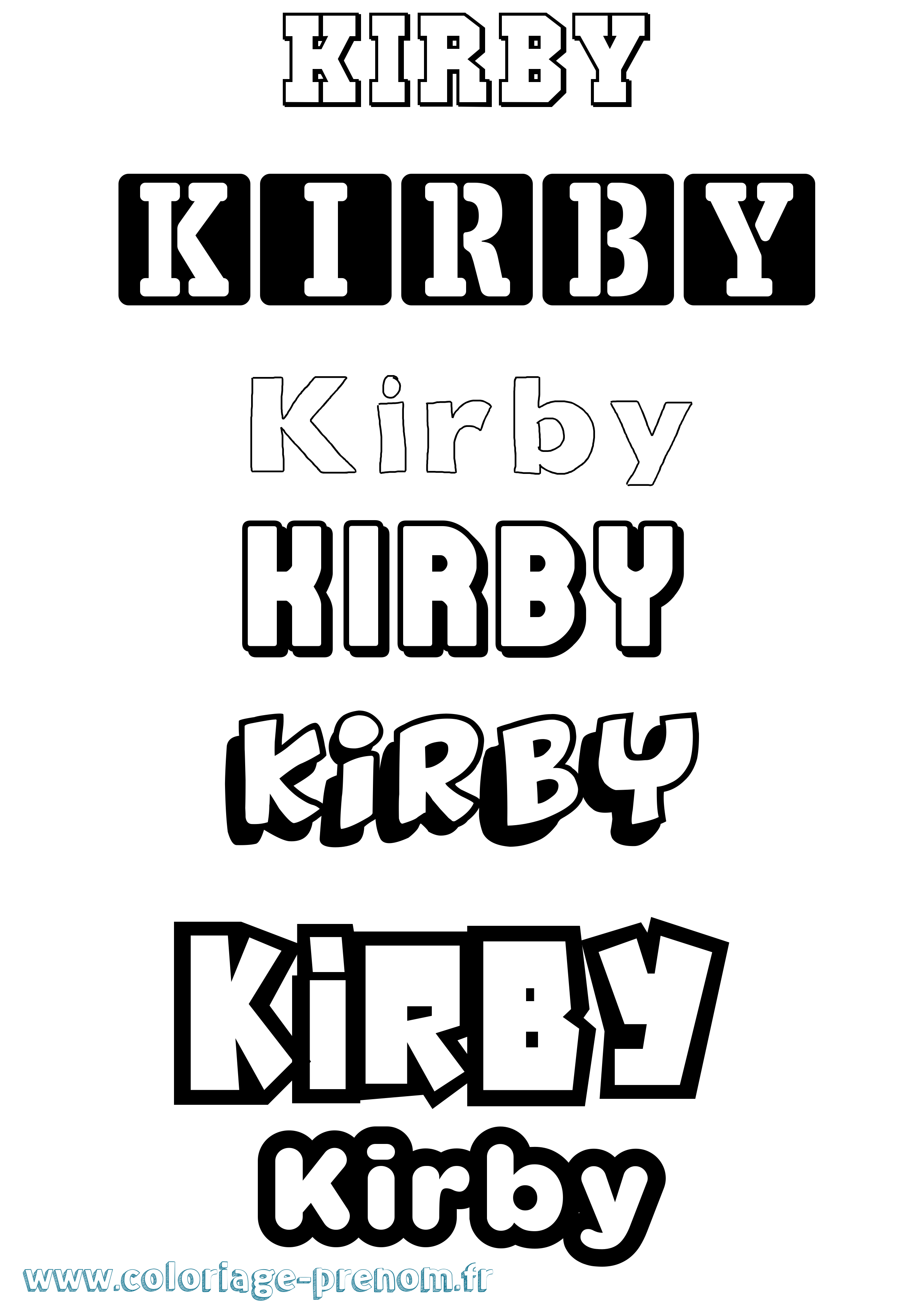 Coloriage Kirby Simple Coloriage prénom Kirby Simple