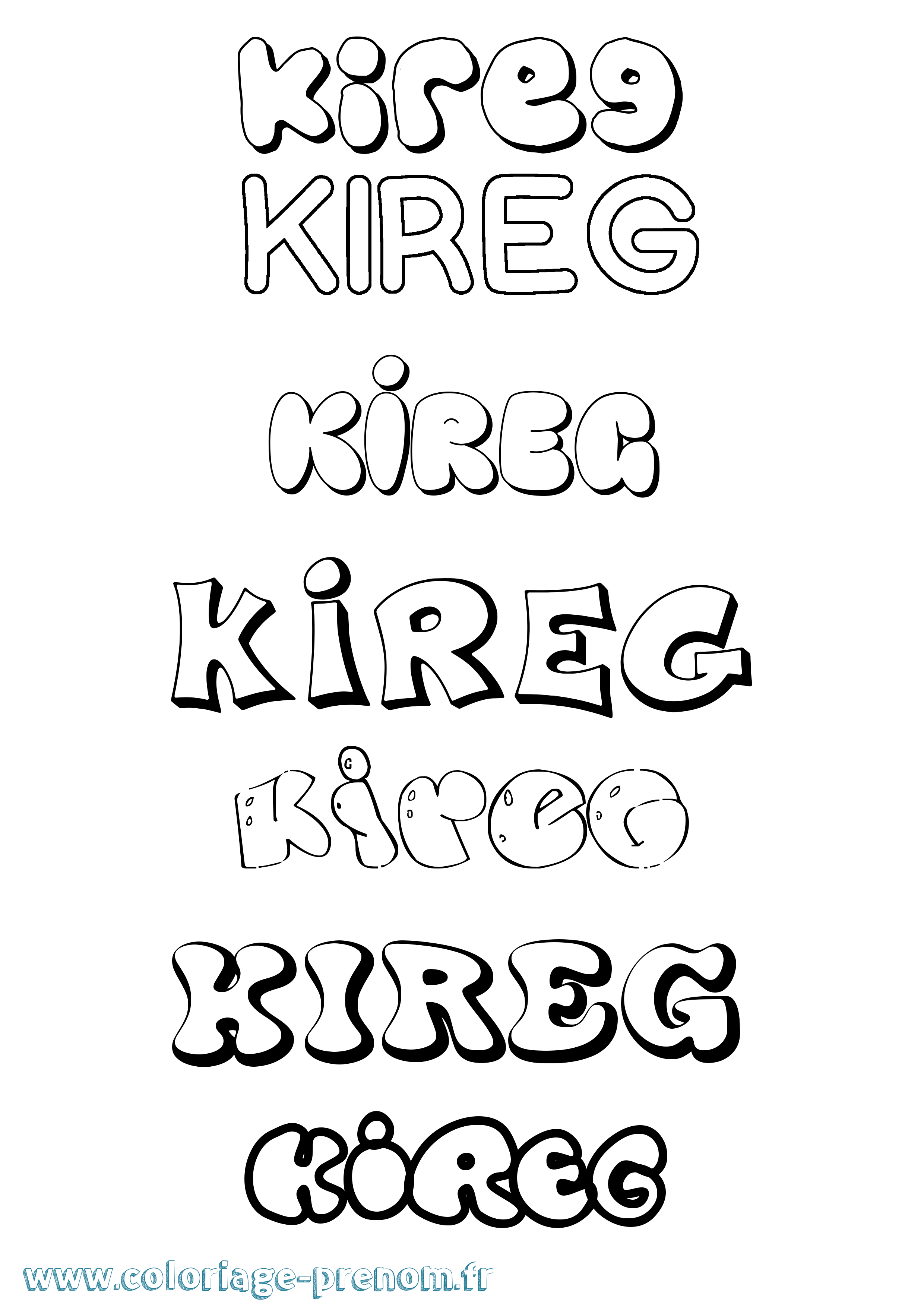 Coloriage Kireg Bubble Coloriage prénom Kireg Bubble