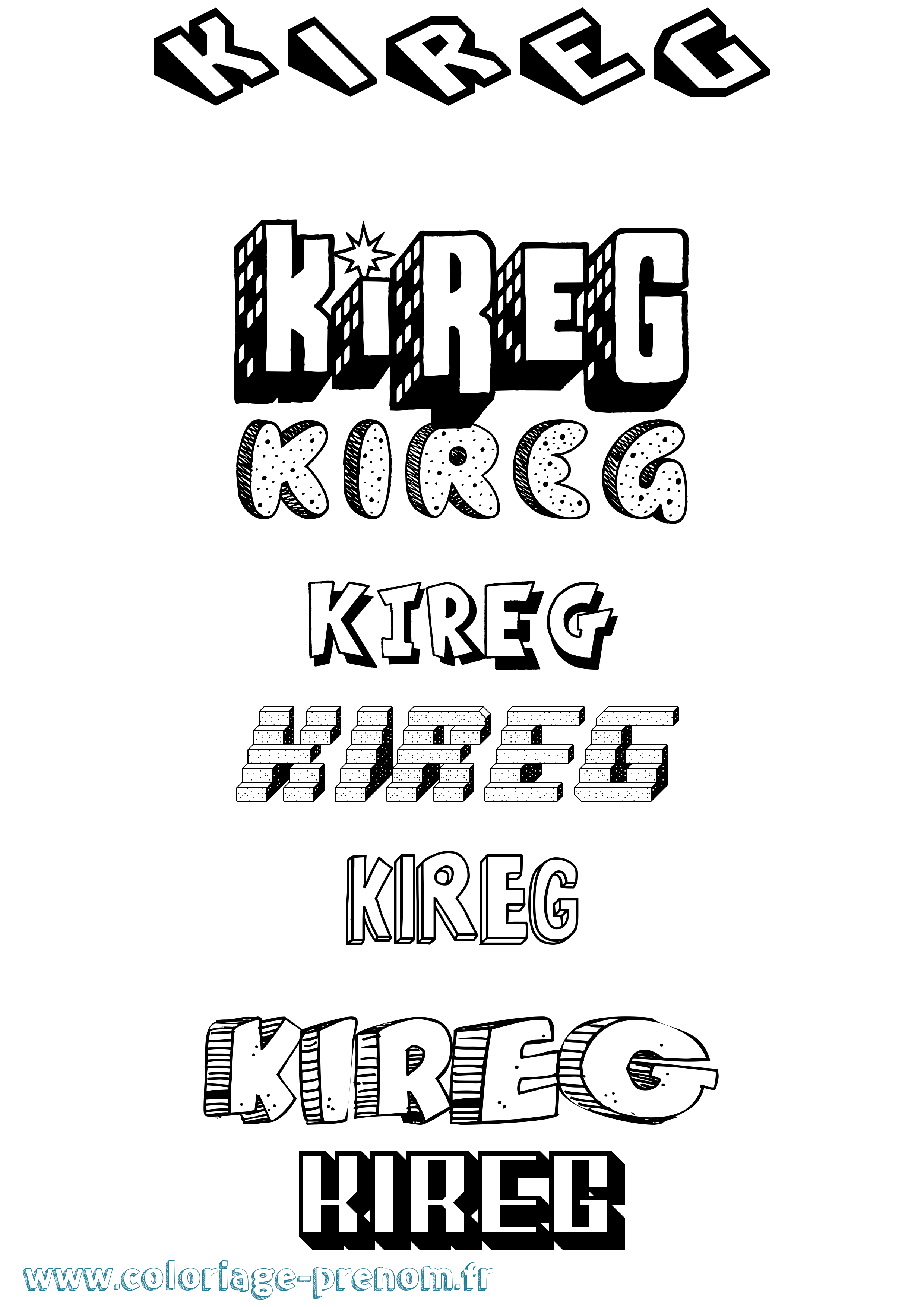 Coloriage Kireg Effet 3D Coloriage prénom Kireg Effet 3D