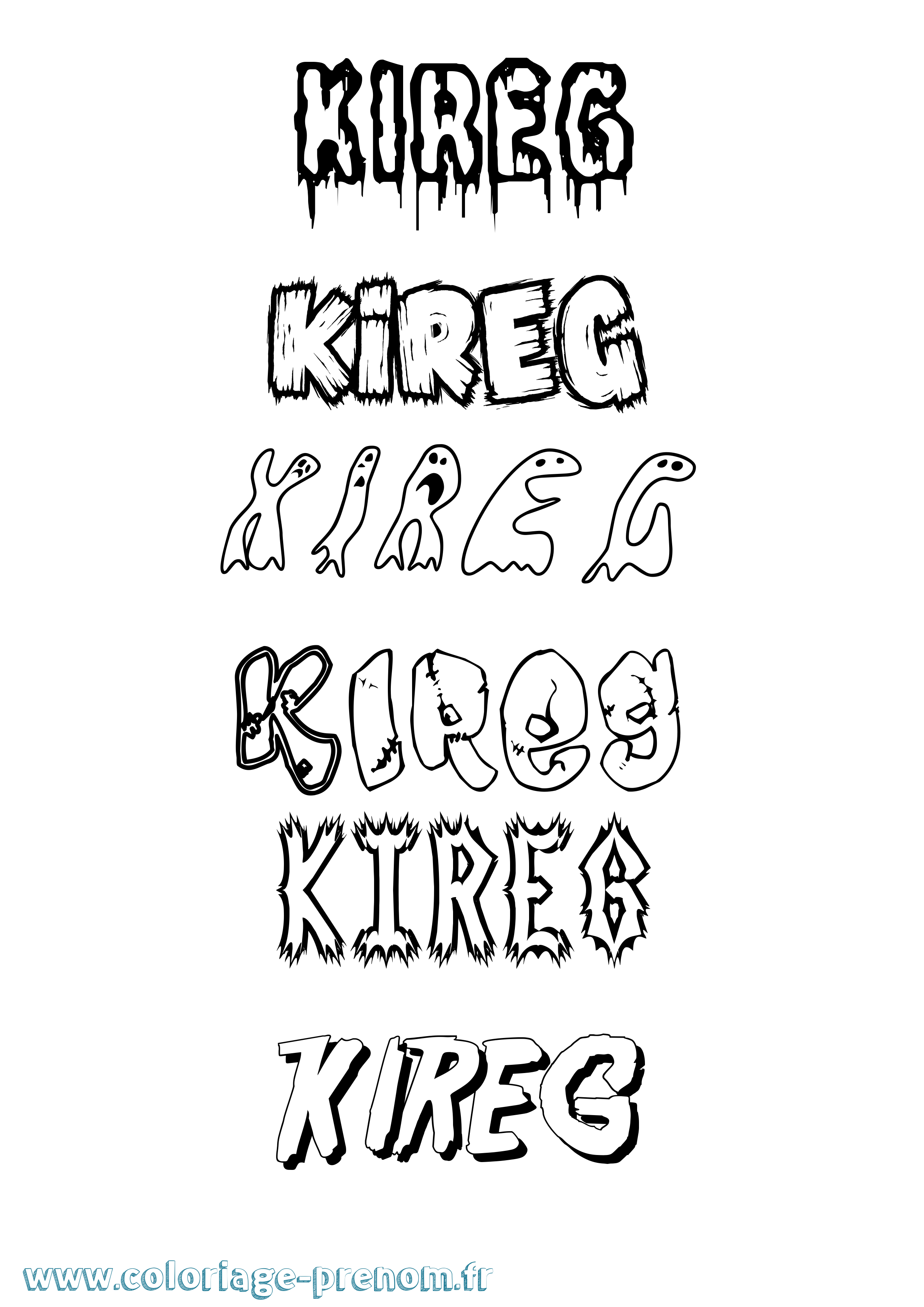 Coloriage Kireg Frisson Coloriage prénom Kireg Frisson