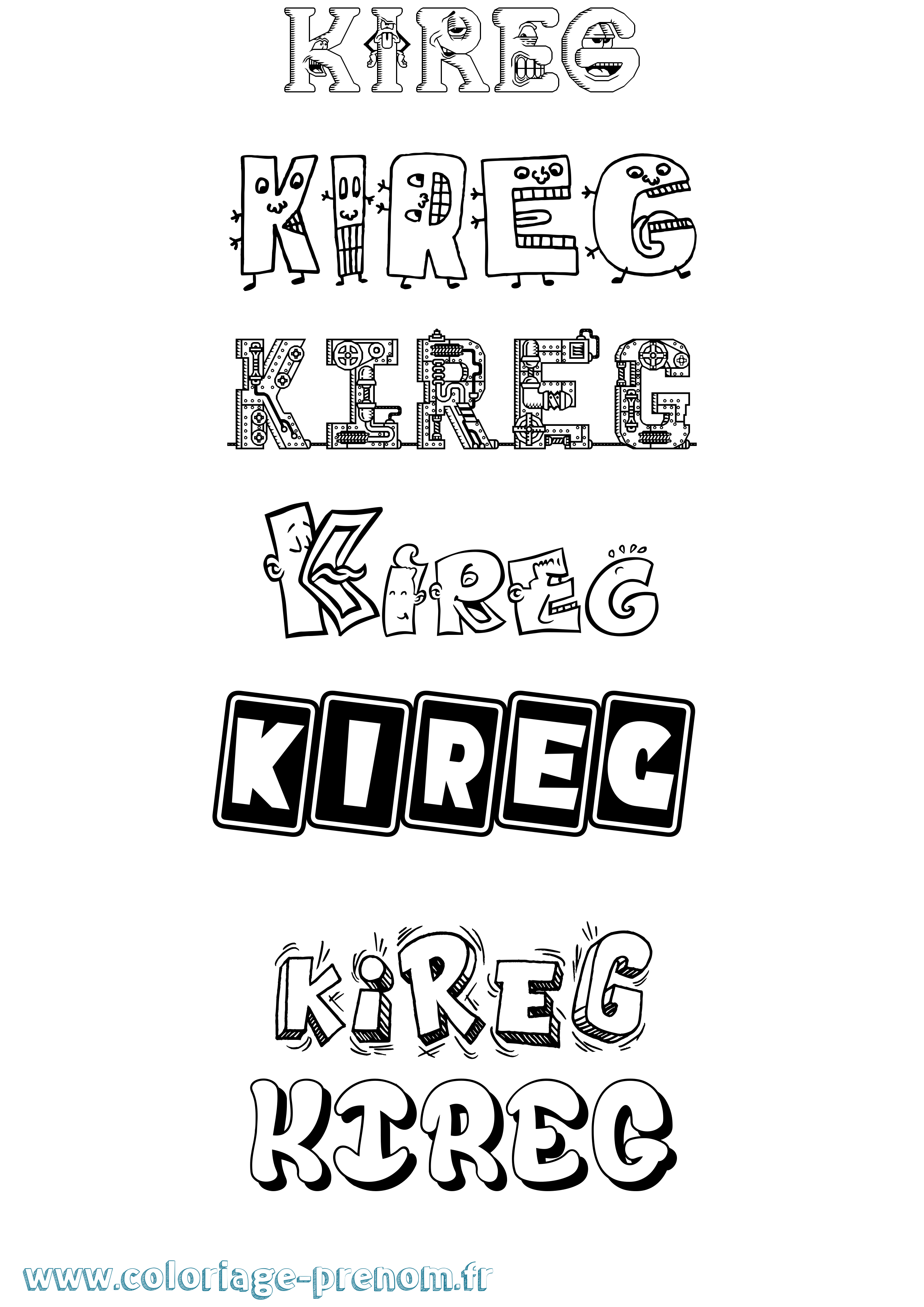 Coloriage Kireg Fun Coloriage prénom Kireg Fun