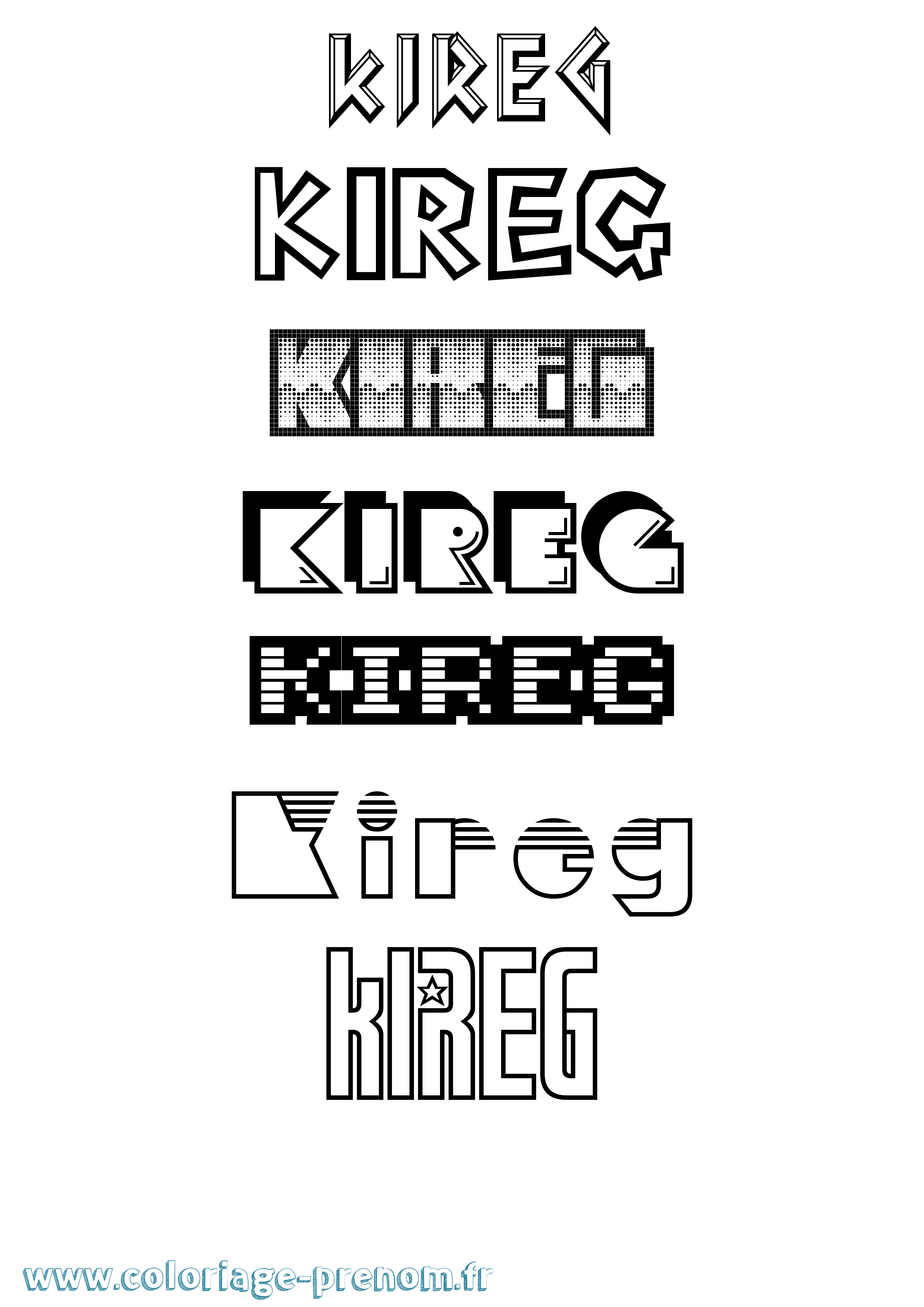 Coloriage Kireg Jeux Vidéos Coloriage prénom Kireg Jeux Vidéos