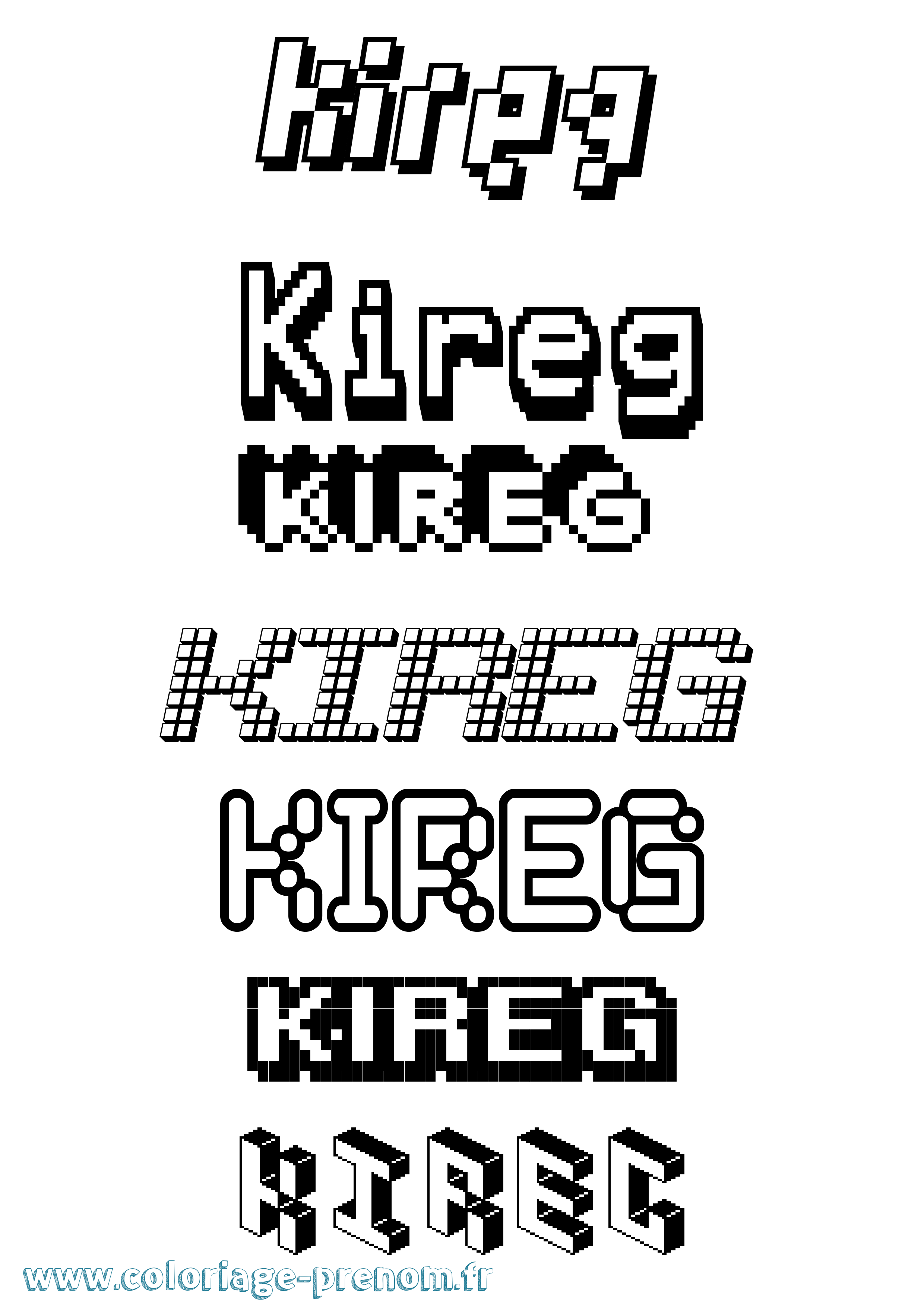 Coloriage Kireg Pixel Coloriage prénom Kireg Pixel