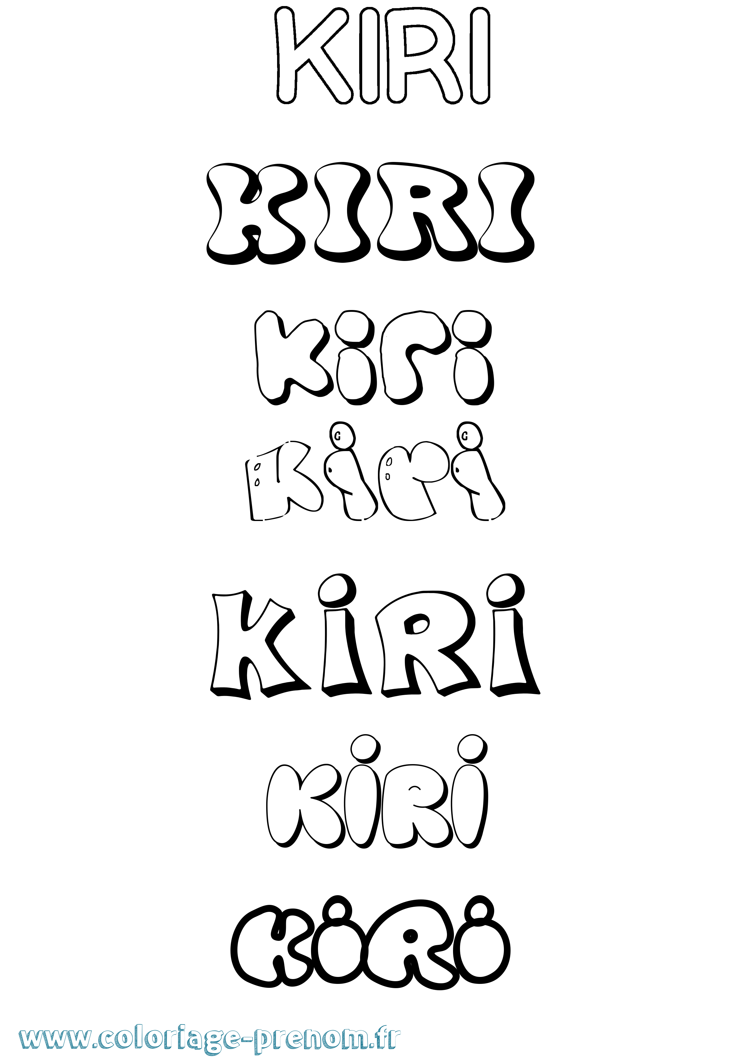 Coloriage Kiri Bubble Coloriage prénom Kiri Bubble