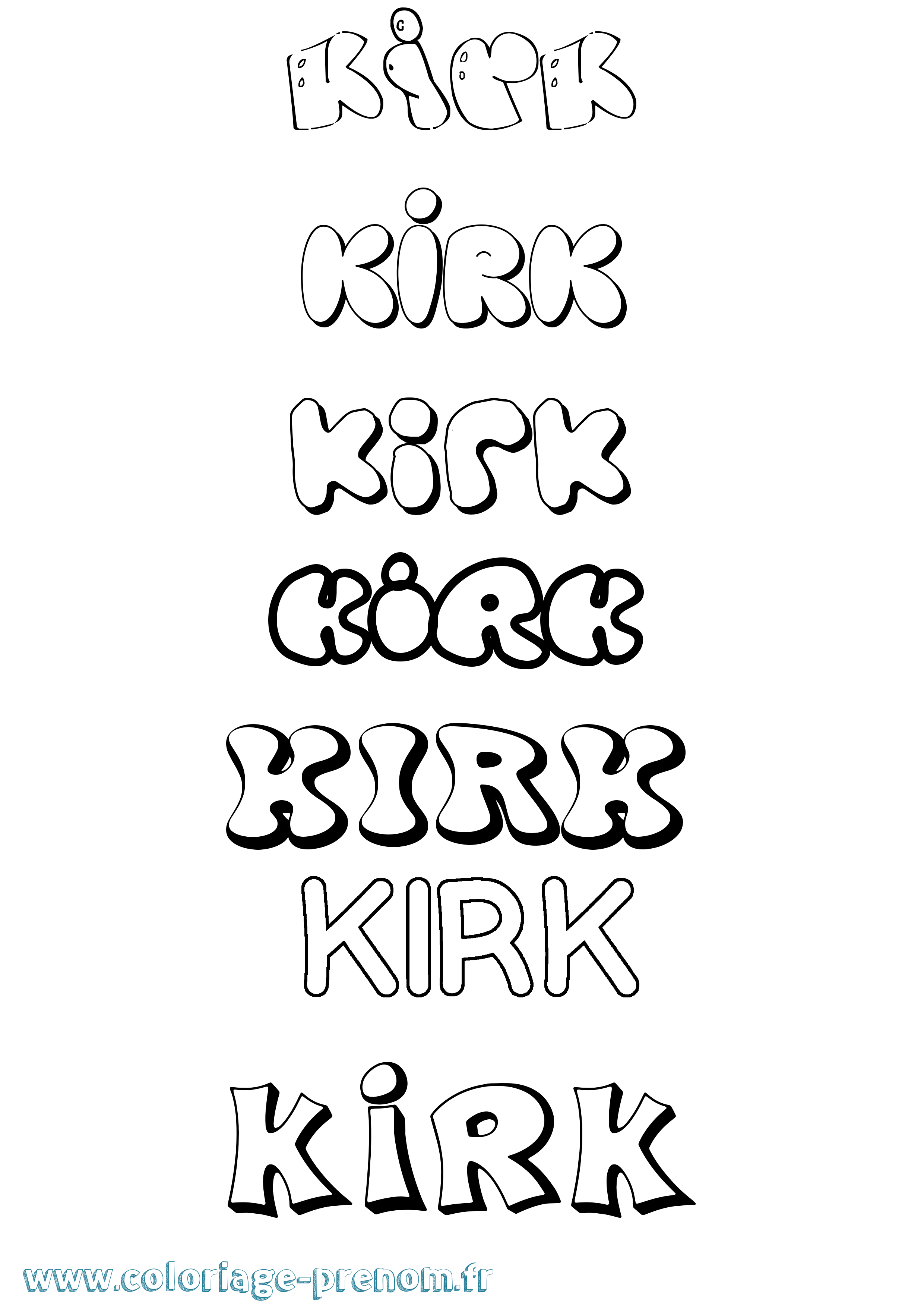 Coloriage Kirk Bubble Coloriage prénom Kirk Bubble