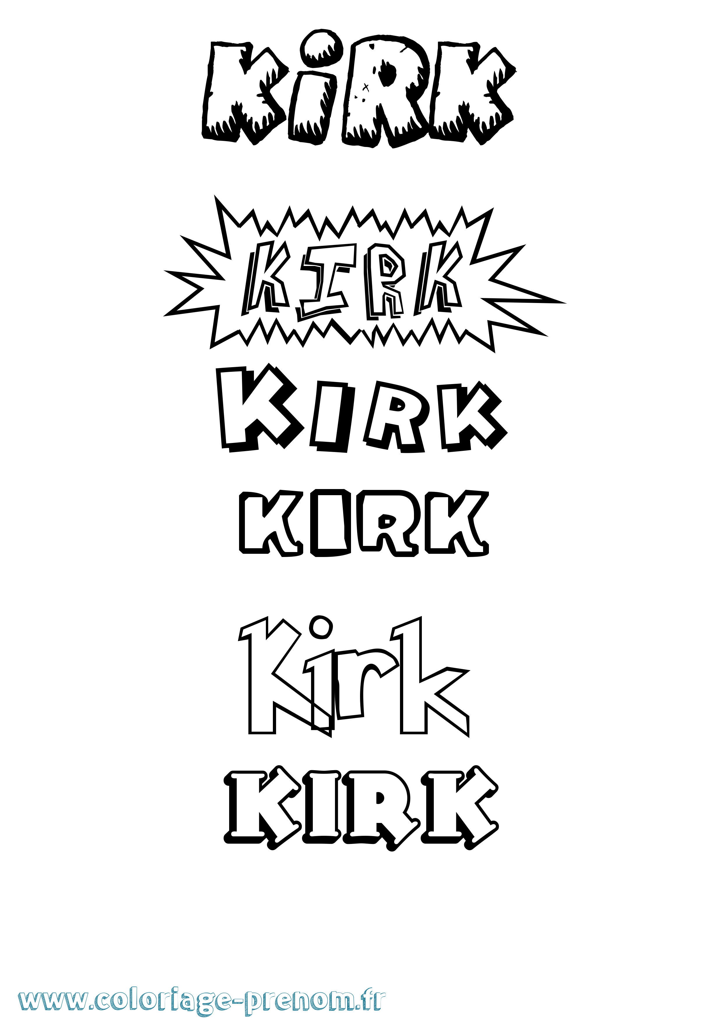 Coloriage Kirk Dessin Animé Coloriage prénom Kirk Dessin Animé