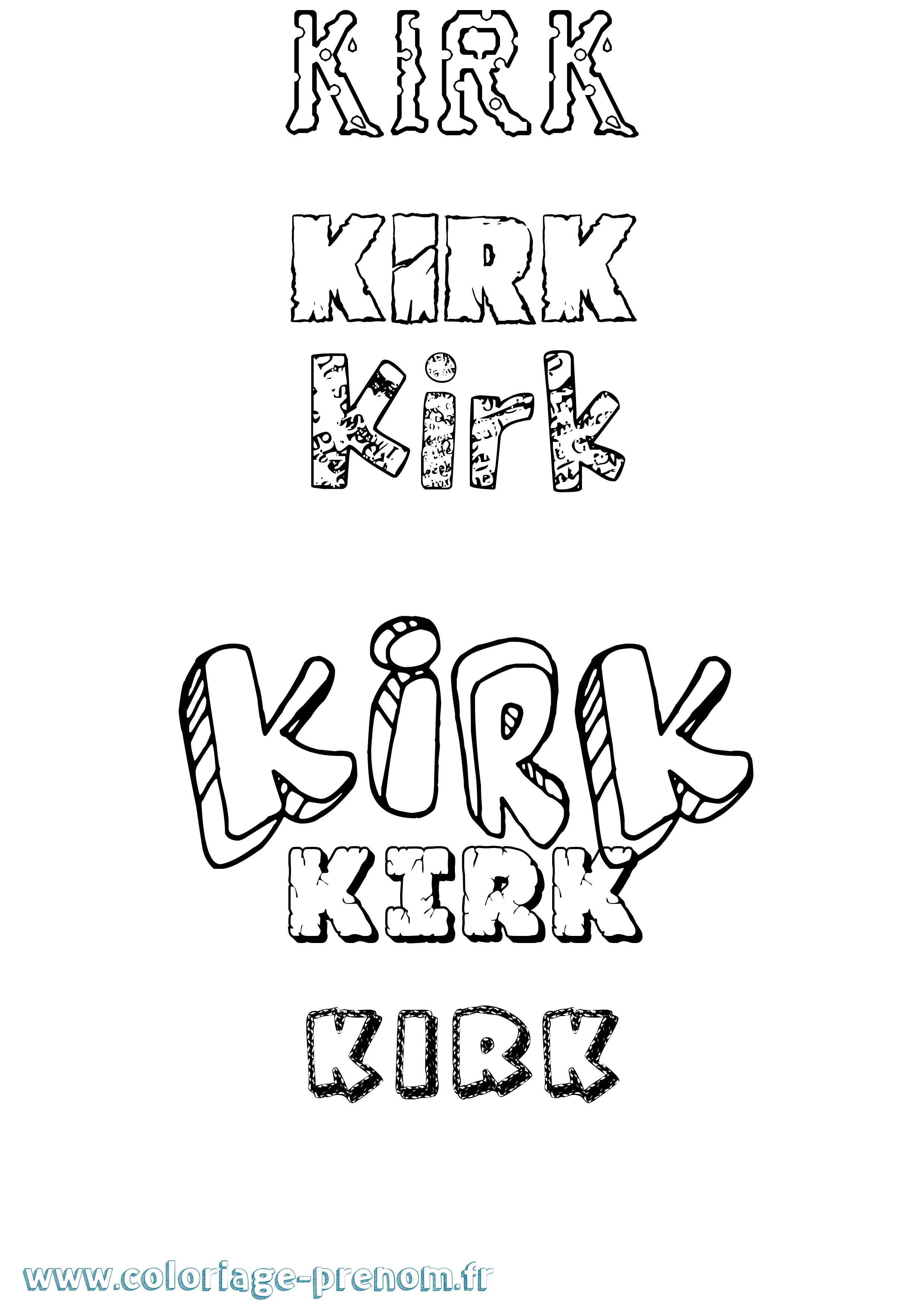 Coloriage Kirk Destructuré Coloriage prénom Kirk Destructuré