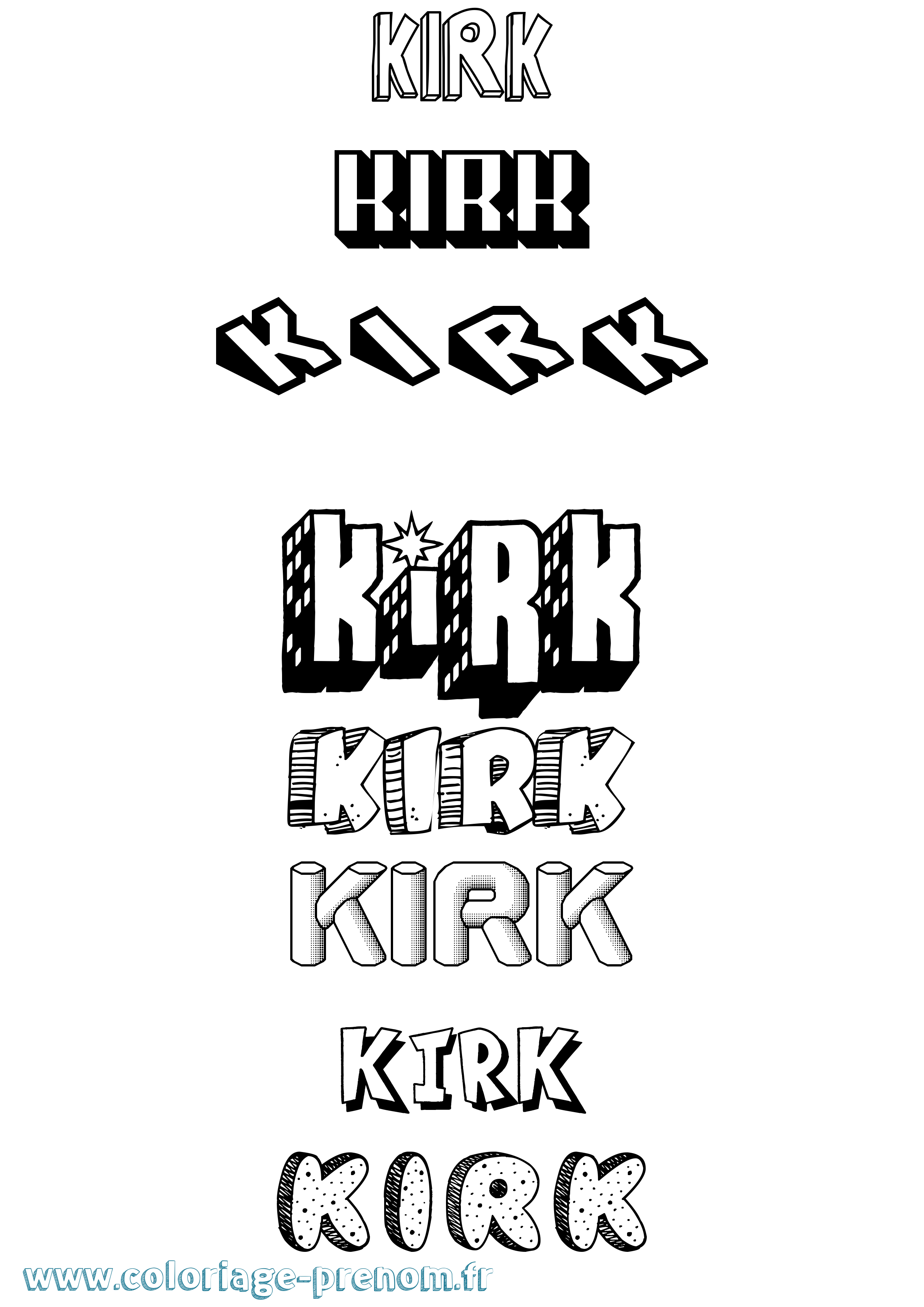Coloriage Kirk Effet 3D Coloriage prénom Kirk Effet 3D