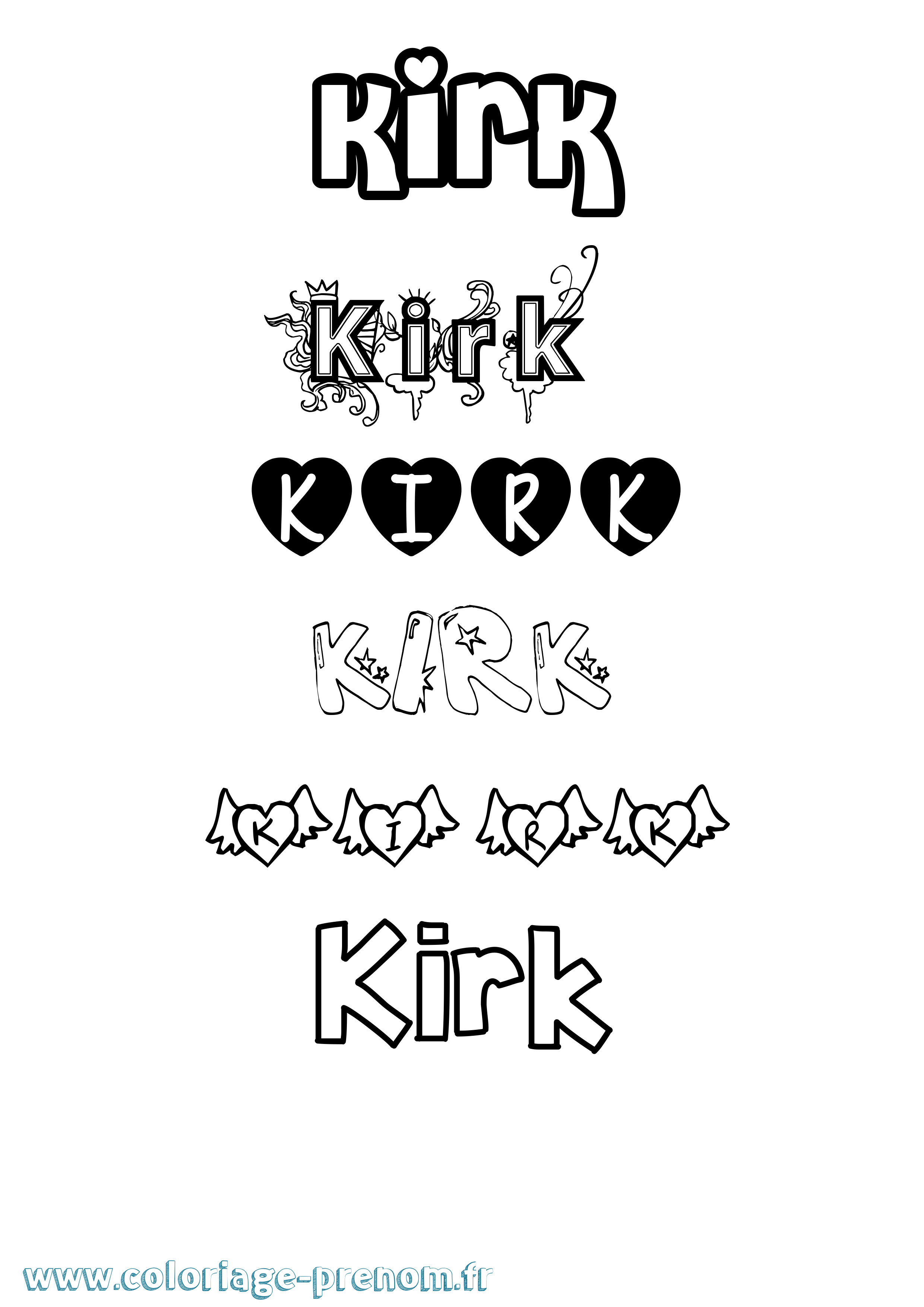 Coloriage Kirk Girly Coloriage prénom Kirk Girly