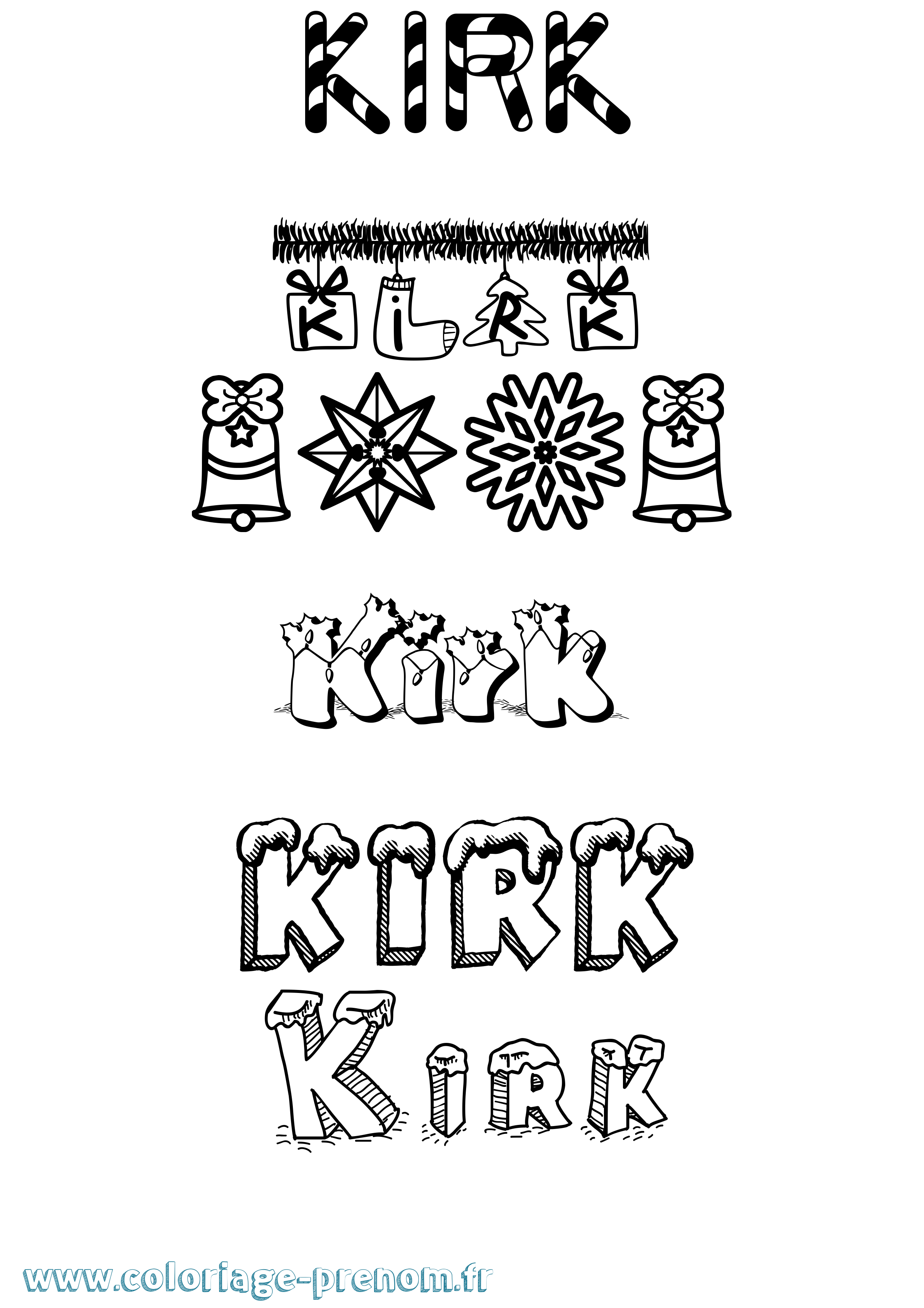 Coloriage Kirk Noël Coloriage prénom Kirk Noël