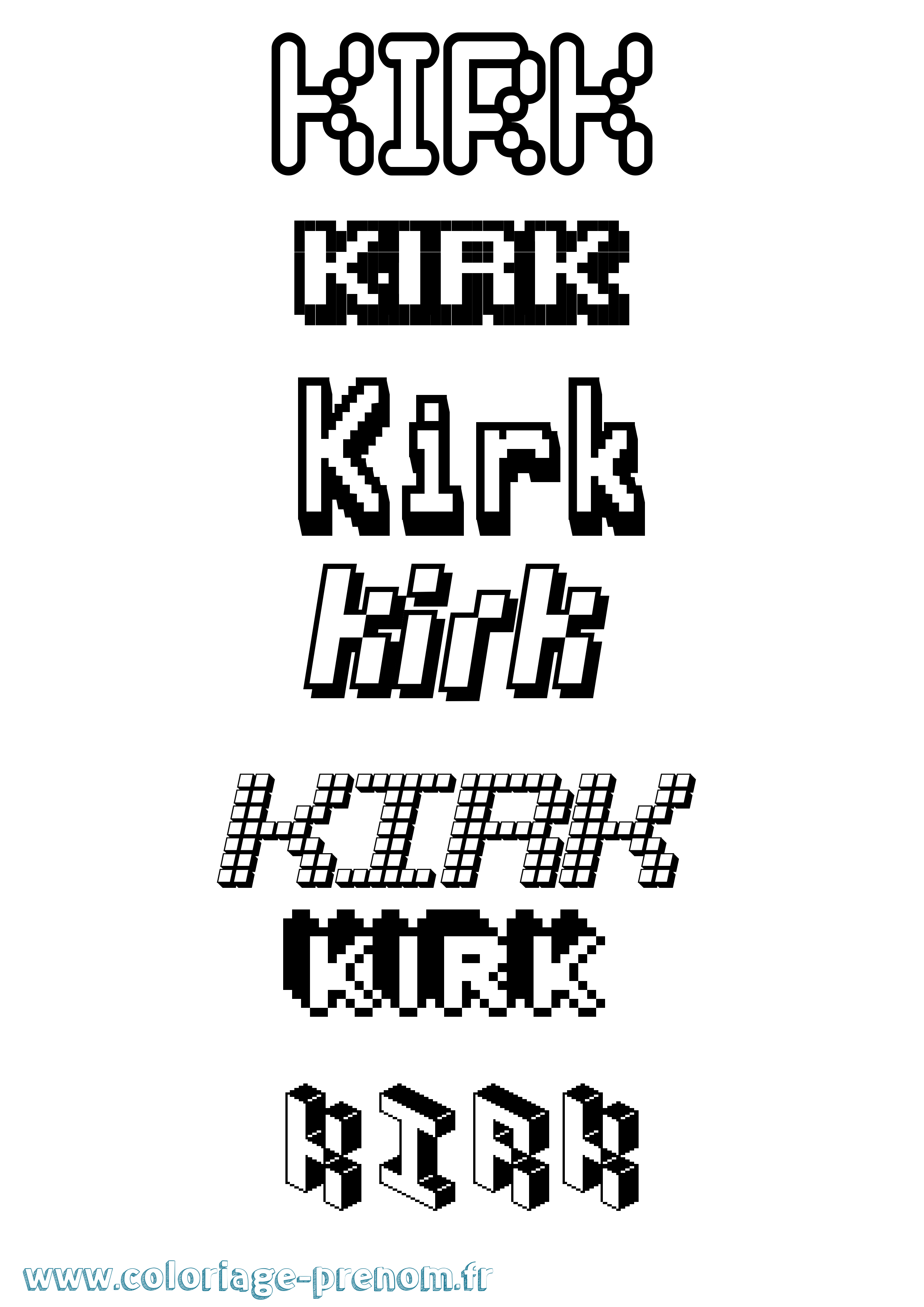 Coloriage Kirk Pixel Coloriage prénom Kirk Pixel