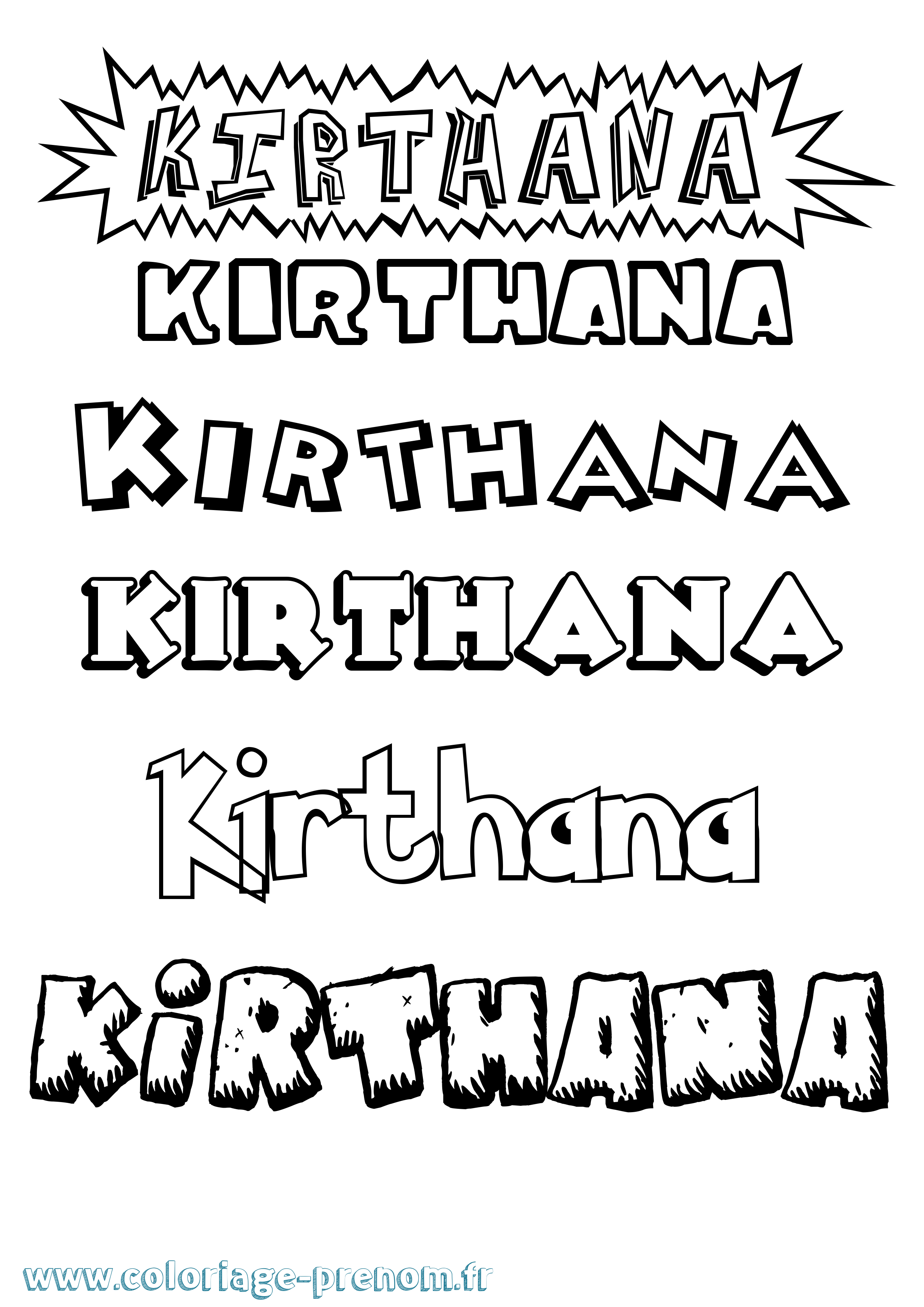Coloriage Kirthana Dessin Animé Coloriage prénom Kirthana Dessin Animé