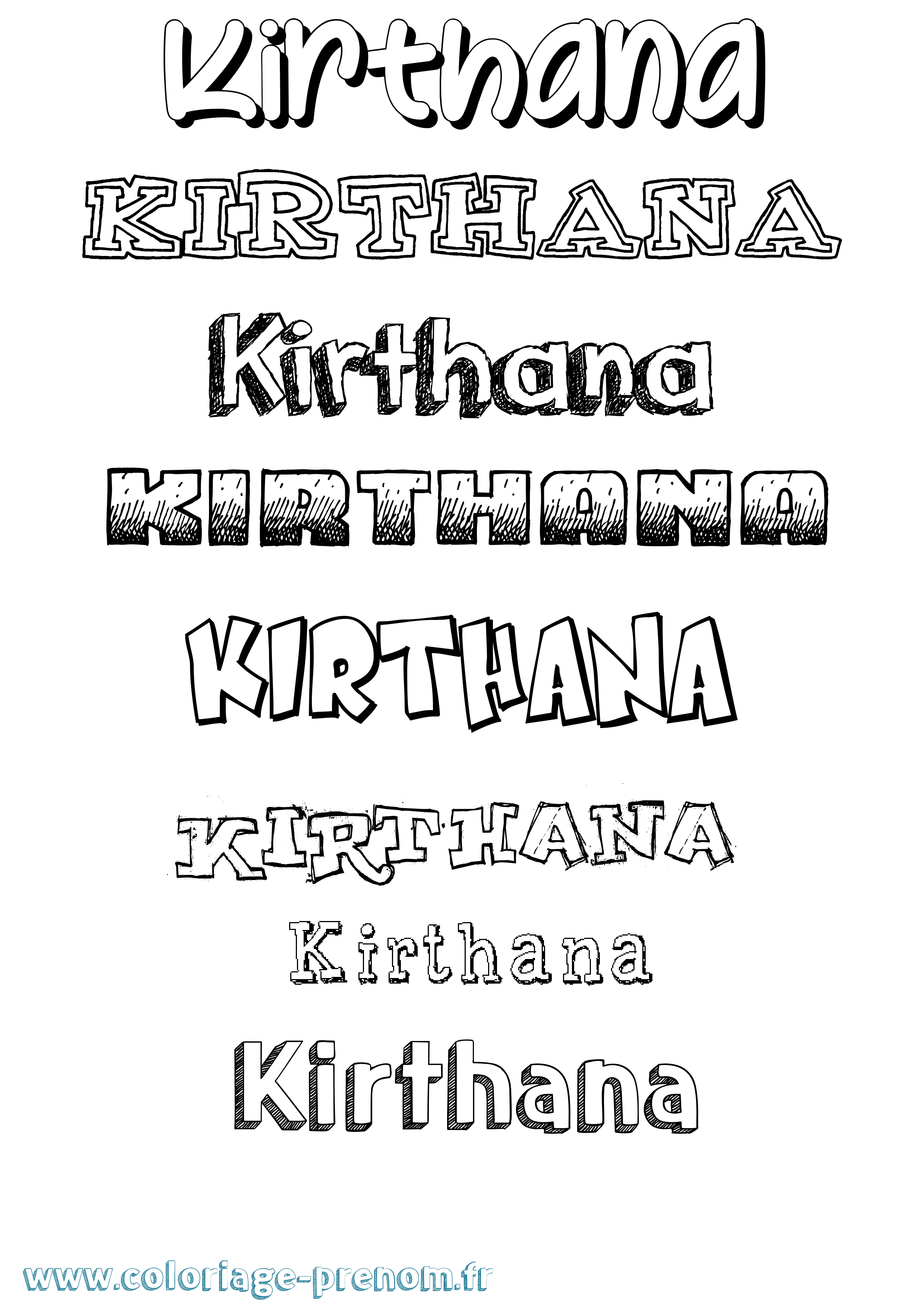 Coloriage Kirthana Dessiné Coloriage prénom Kirthana Dessiné