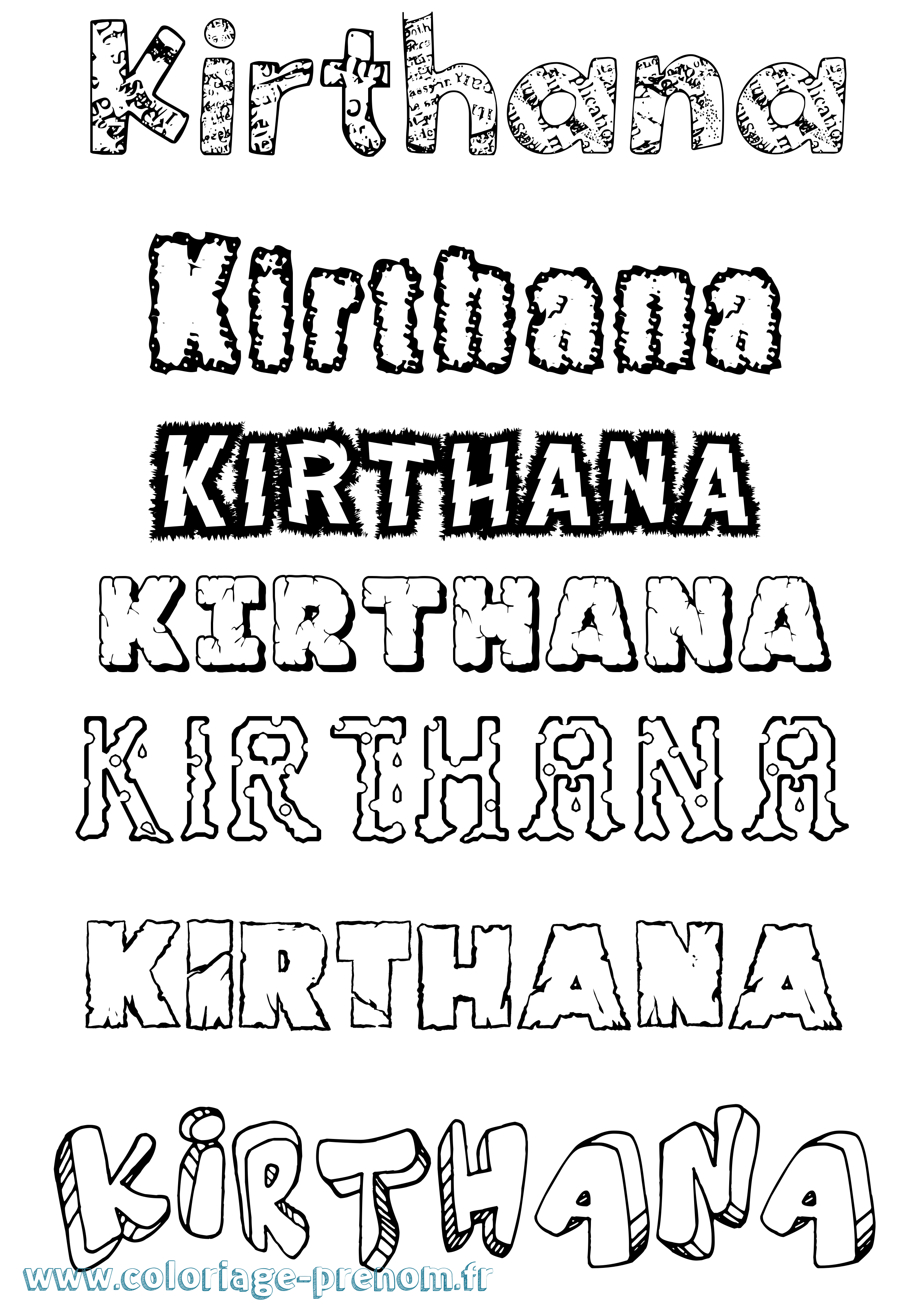 Coloriage Kirthana Destructuré Coloriage prénom Kirthana Destructuré