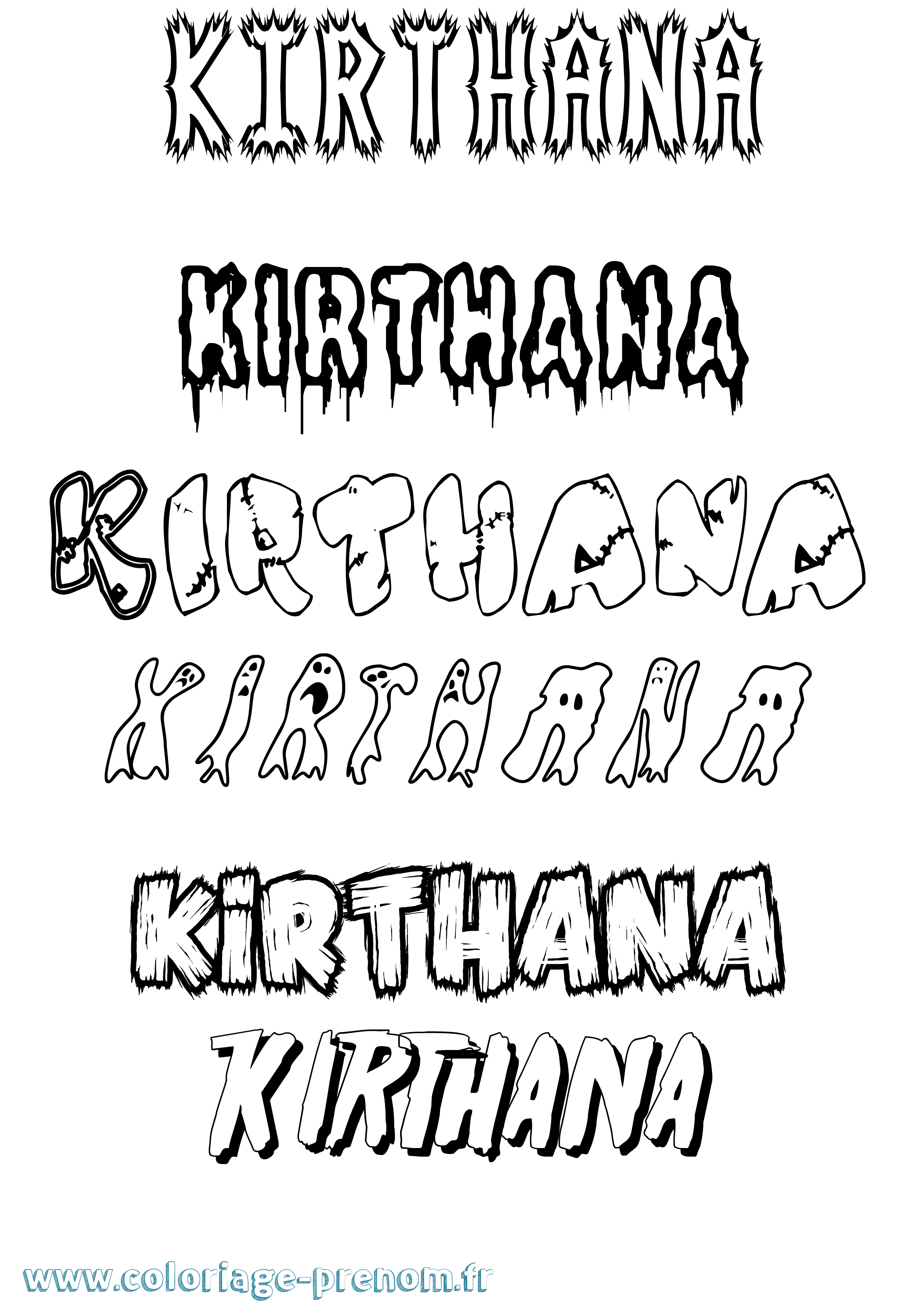 Coloriage Kirthana Frisson Coloriage prénom Kirthana Frisson