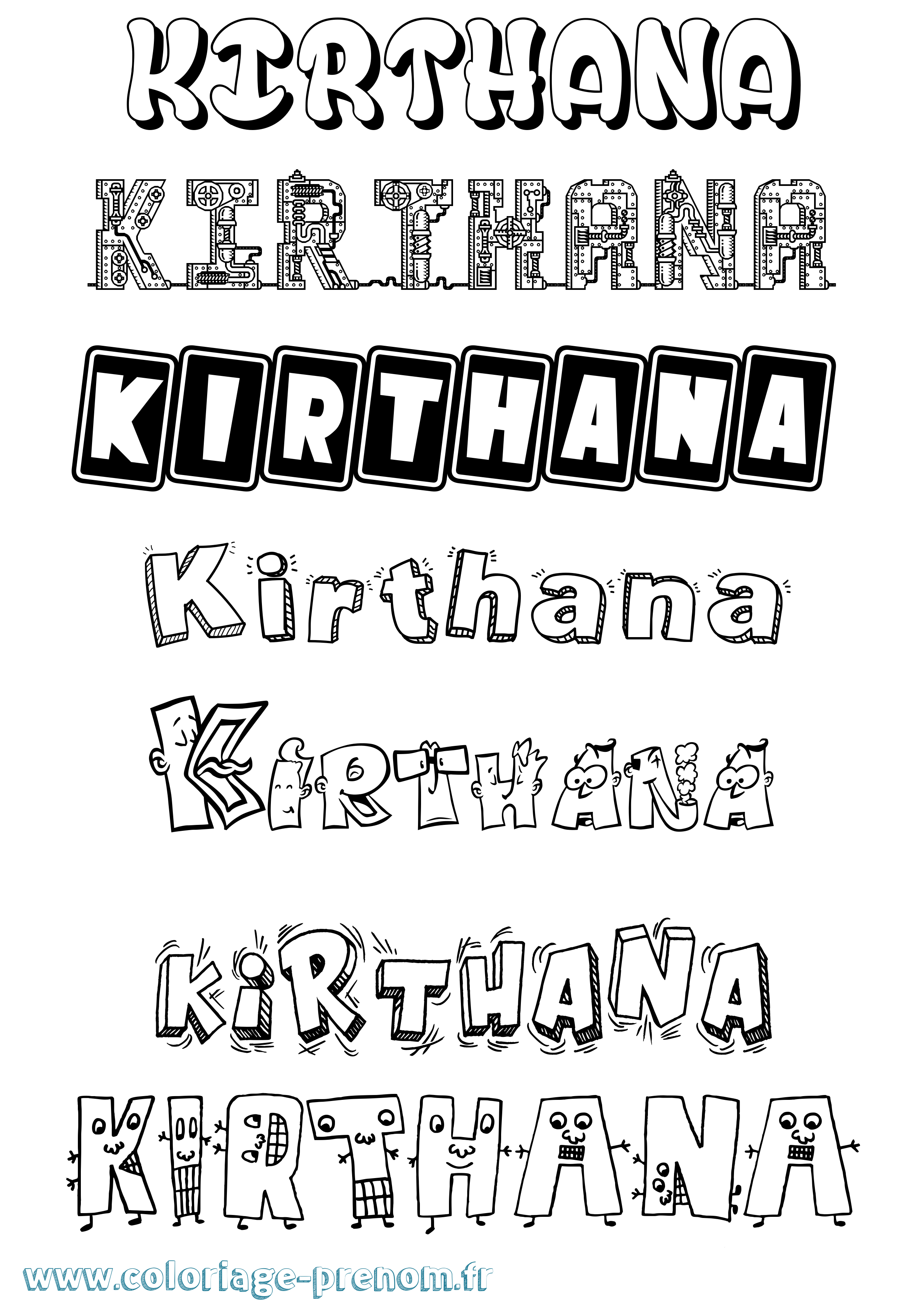 Coloriage Kirthana Fun Coloriage prénom Kirthana Fun