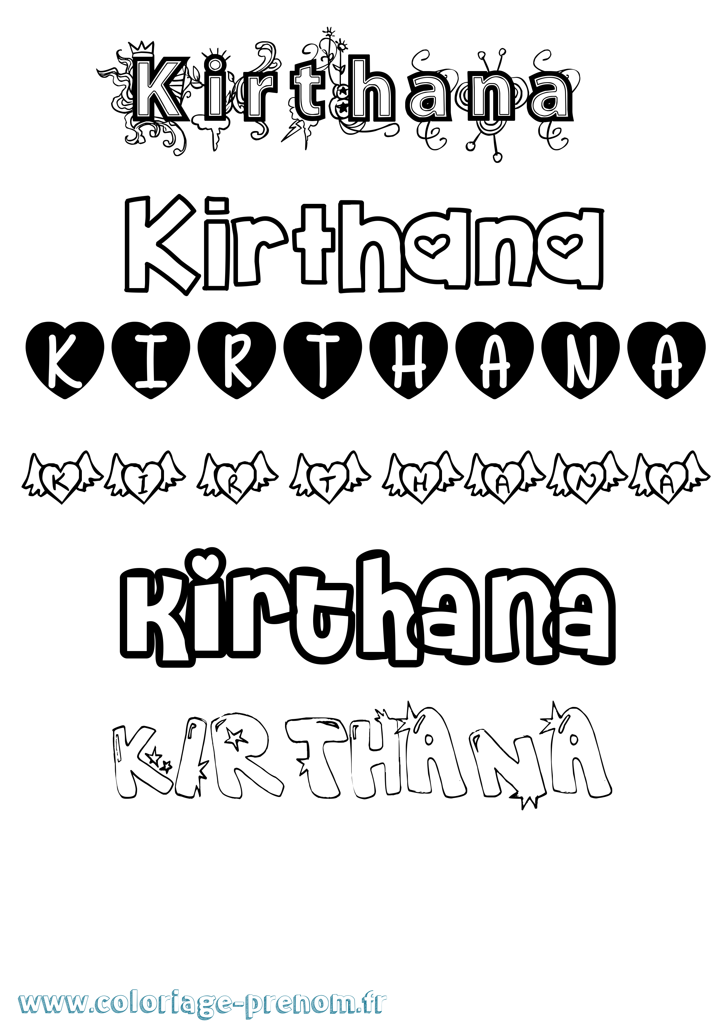 Coloriage Kirthana Girly Coloriage prénom Kirthana Girly