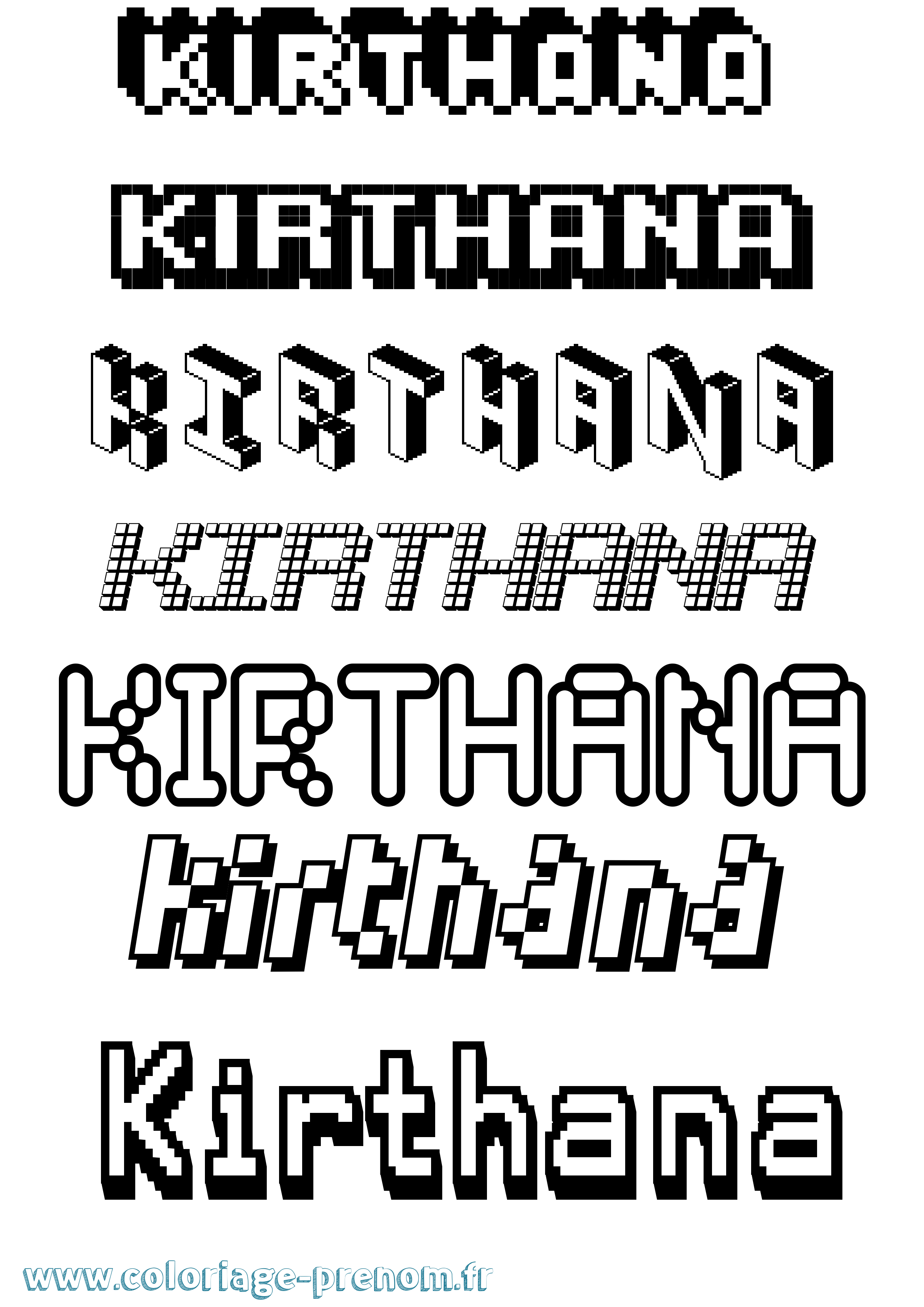 Coloriage Kirthana Pixel Coloriage prénom Kirthana Pixel