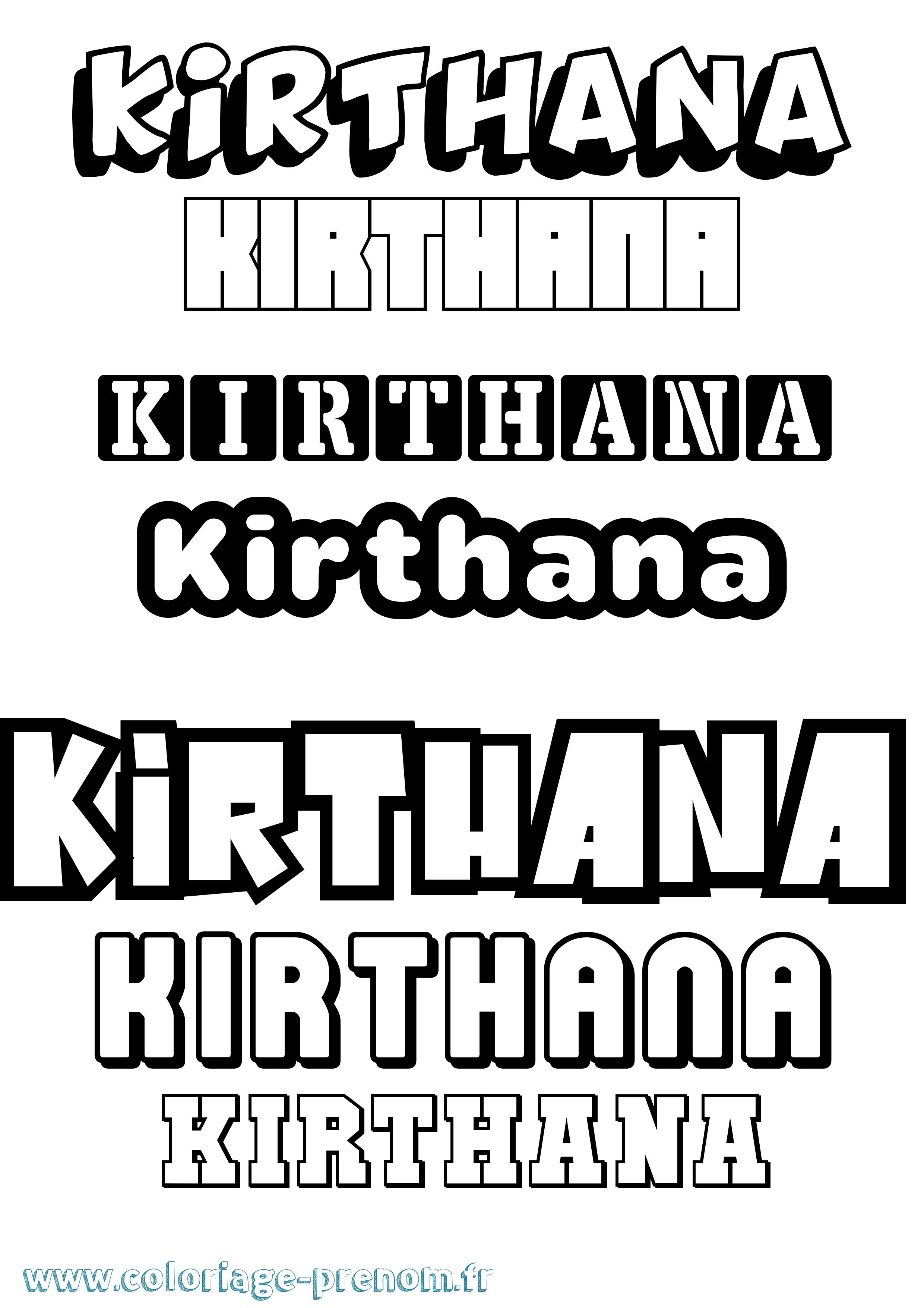 Coloriage Kirthana Simple Coloriage prénom Kirthana Simple