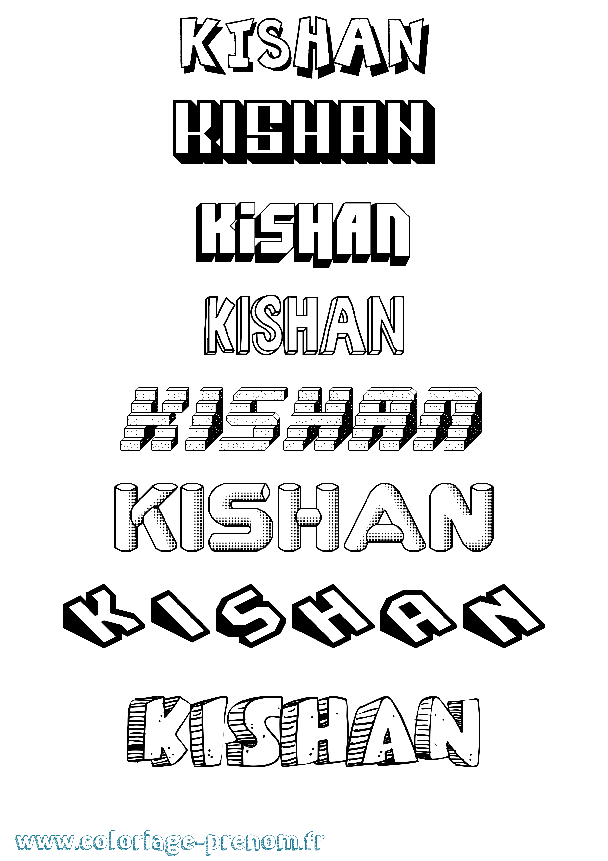 Coloriage Kishan Effet 3D Coloriage prénom Kishan Effet 3D