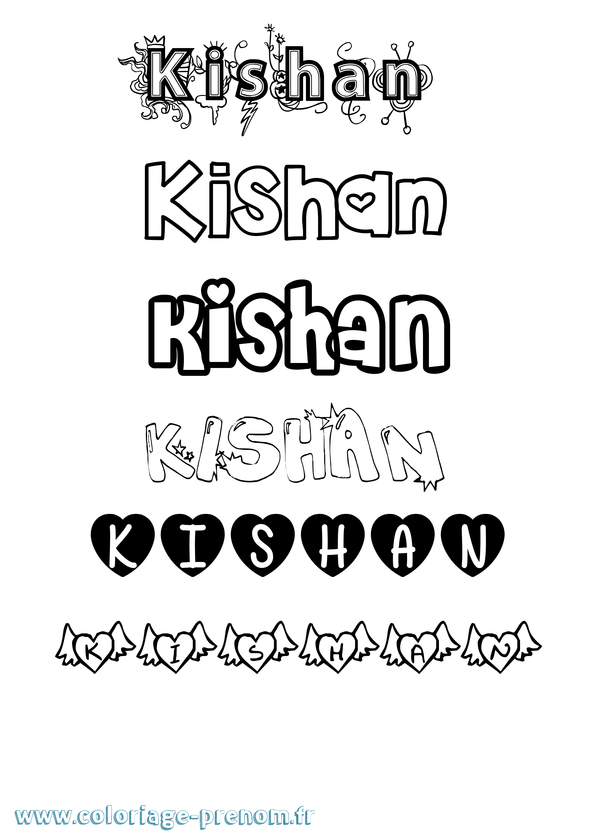 Coloriage Kishan Girly Coloriage prénom Kishan Girly