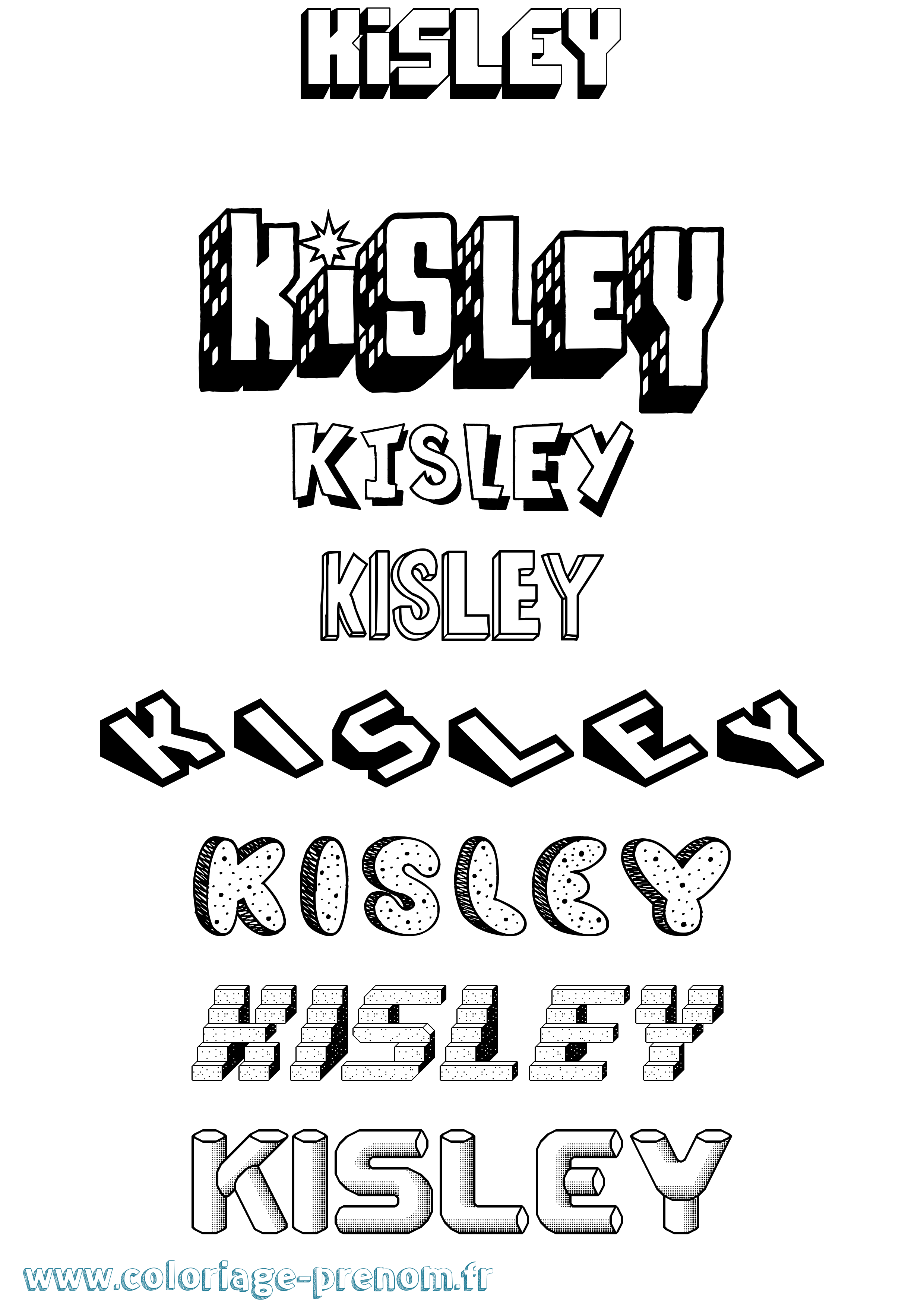 Coloriage Kisley Effet 3D Coloriage prénom Kisley Effet 3D