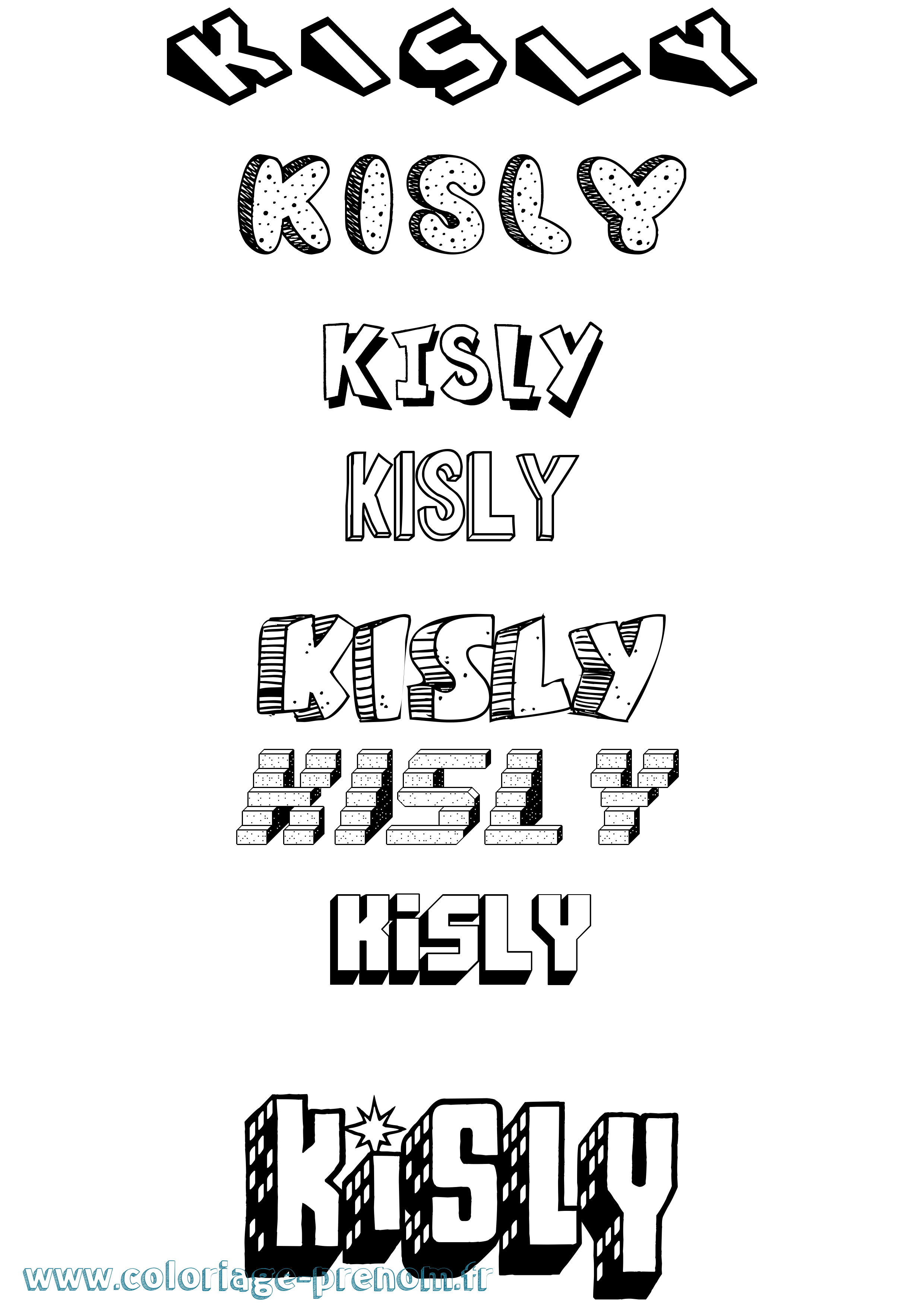 Coloriage Kisly Effet 3D Coloriage prénom Kisly Effet 3D