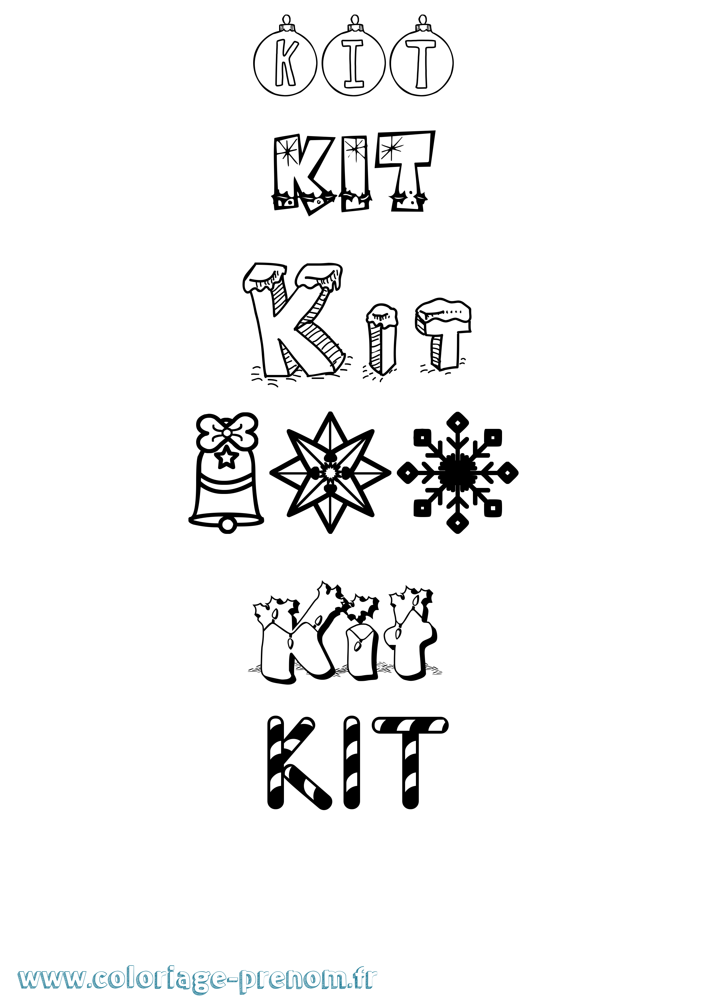 Coloriage Kit Noël Coloriage prénom Kit Noël