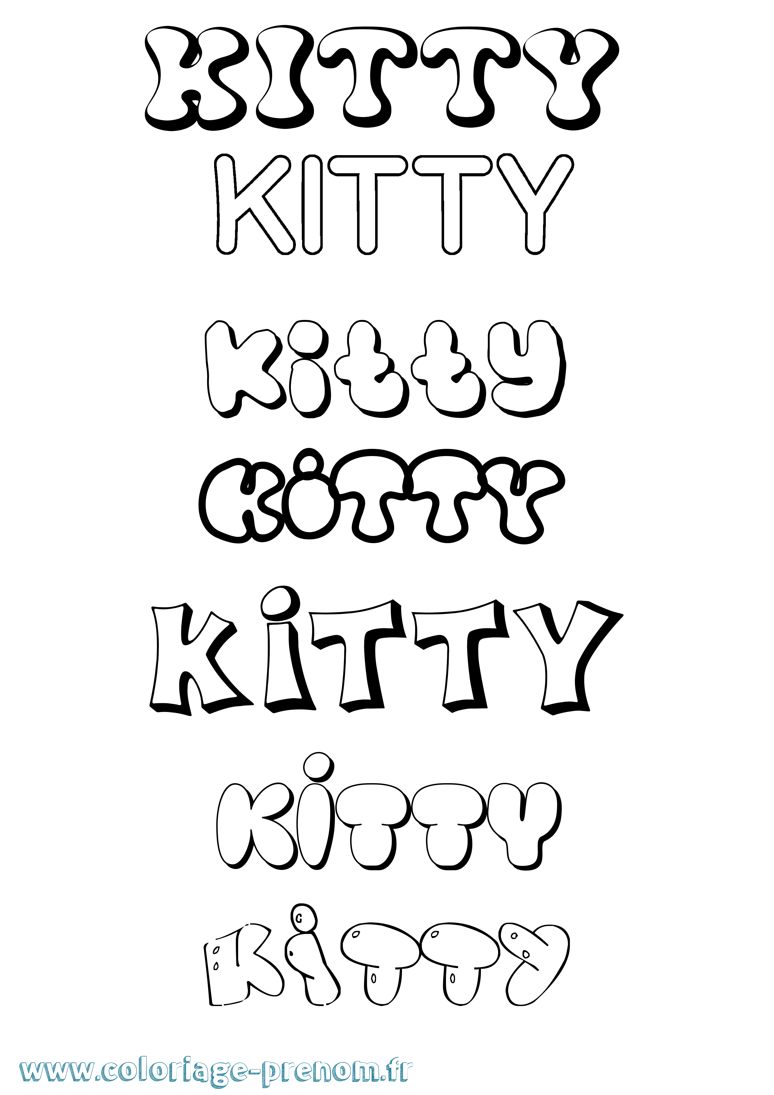 Coloriage Kitty Bubble Coloriage prénom Kitty Bubble