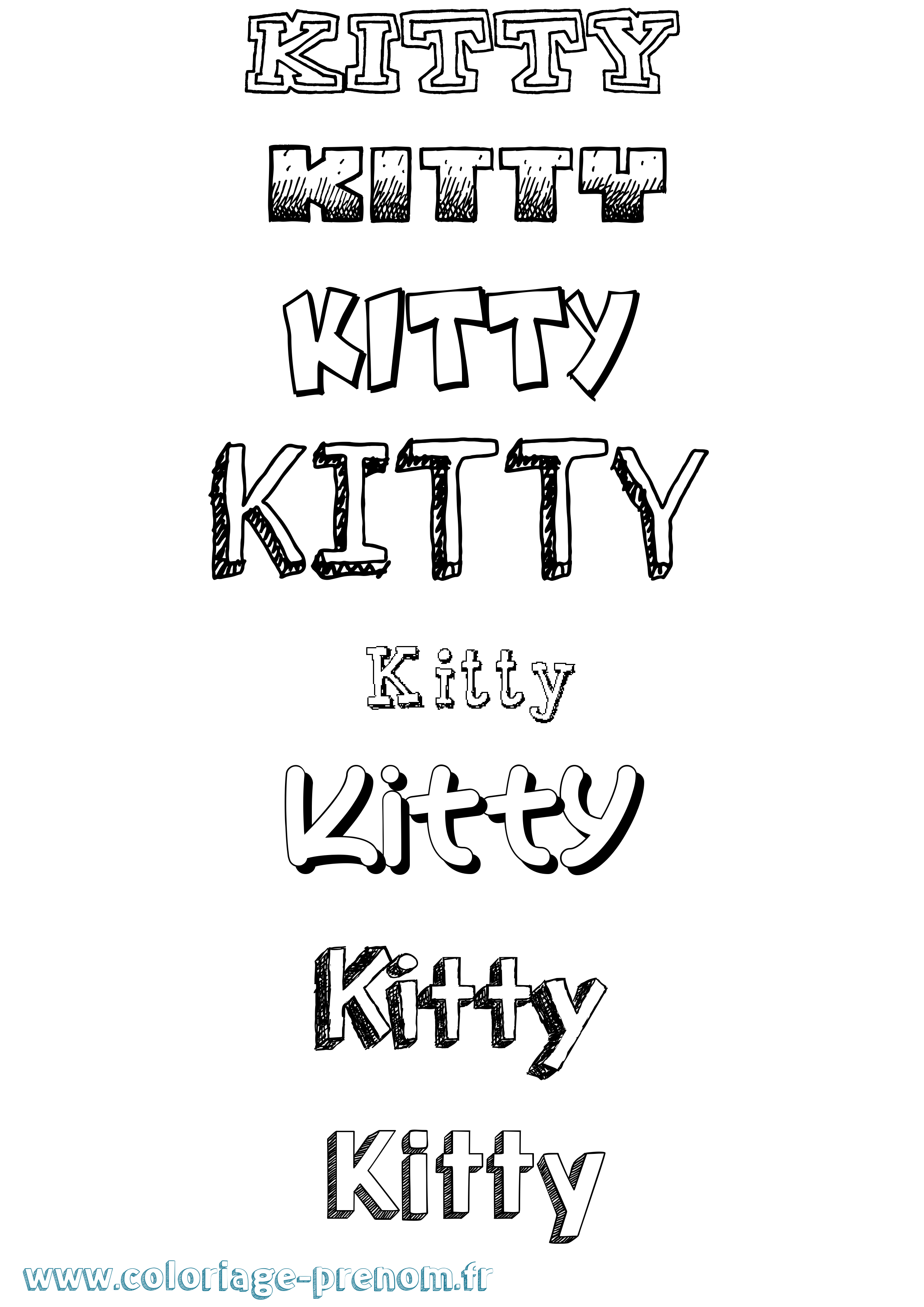 Coloriage Kitty Dessiné Coloriage prénom Kitty Dessiné