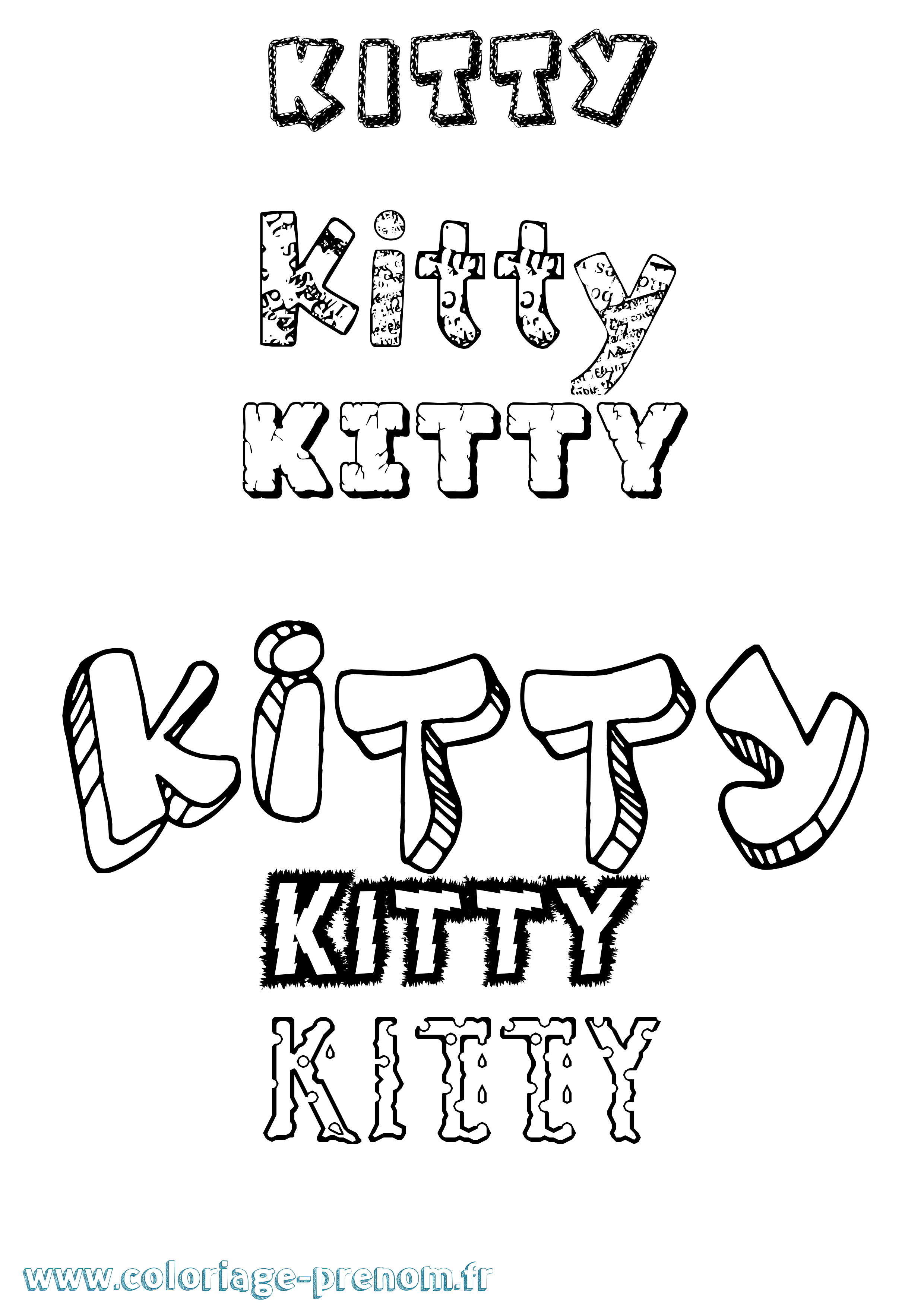 Coloriage Kitty Destructuré Coloriage prénom Kitty Destructuré