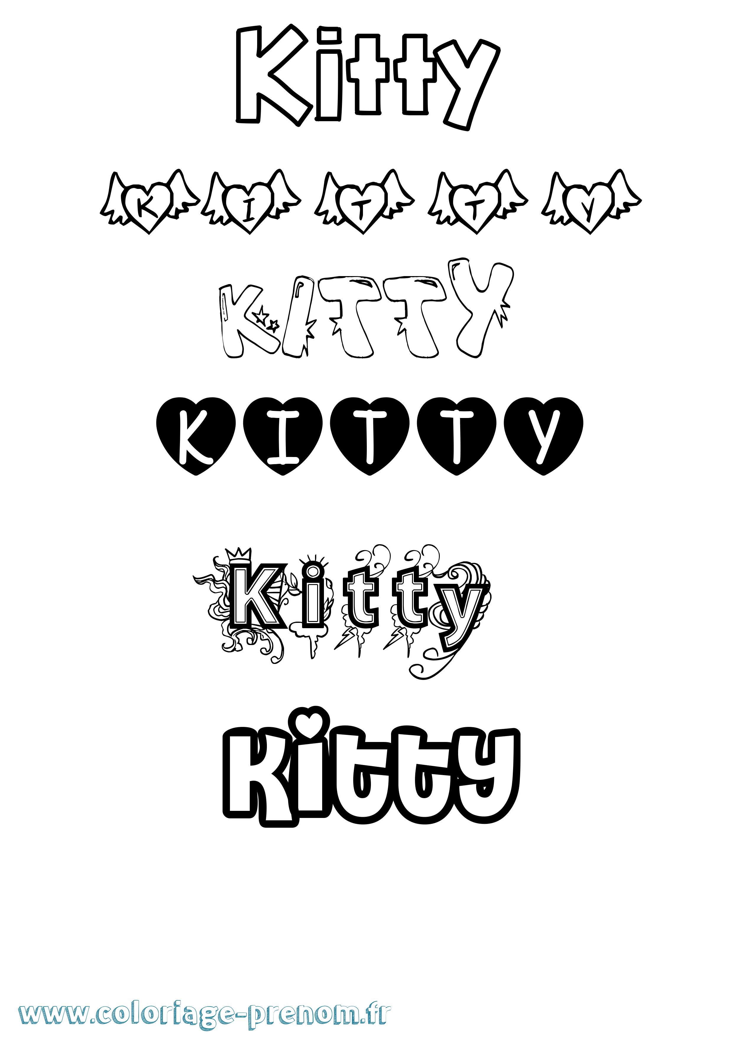 Coloriage Kitty Girly Coloriage prénom Kitty Girly