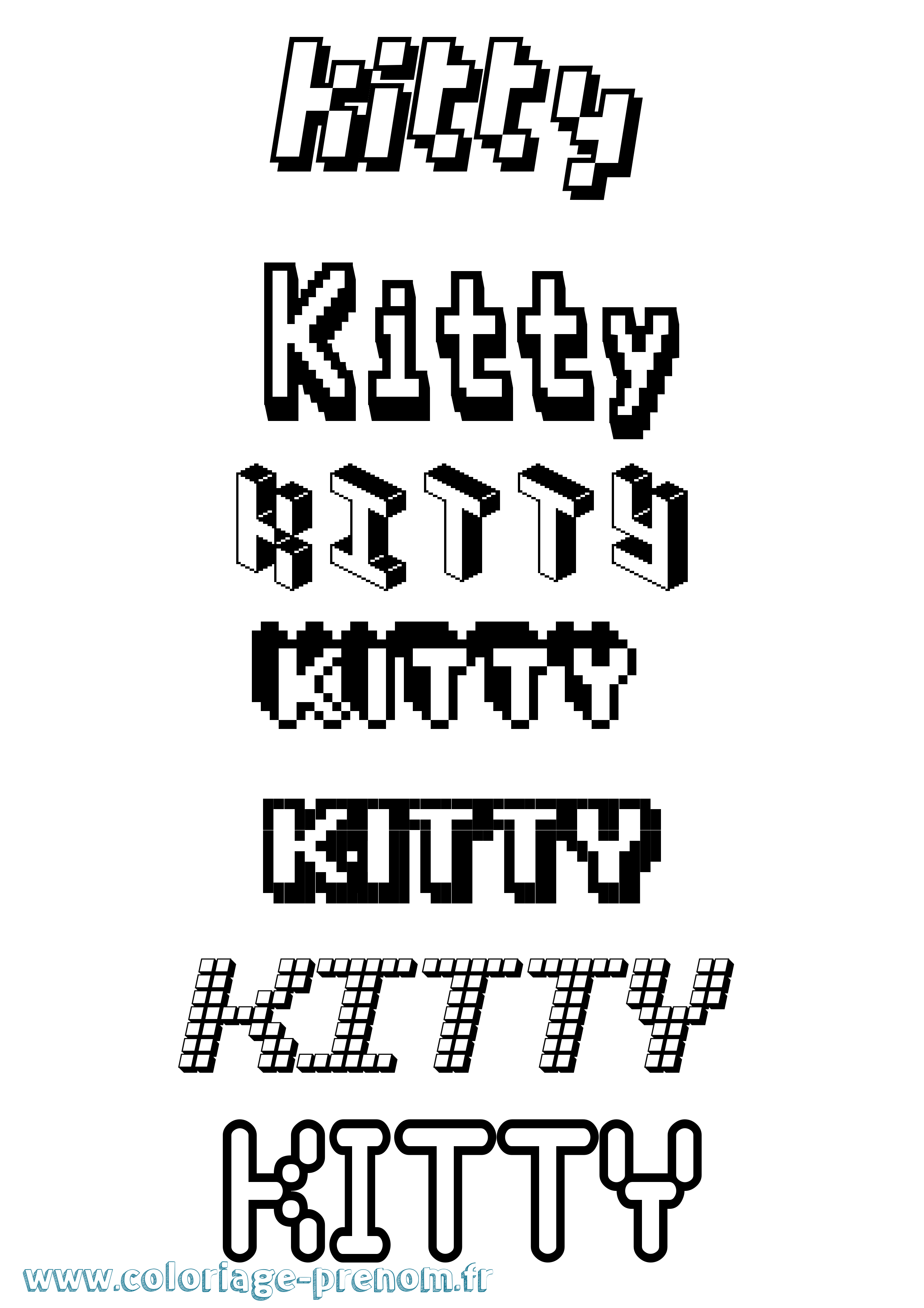Coloriage Kitty Pixel Coloriage prénom Kitty Pixel