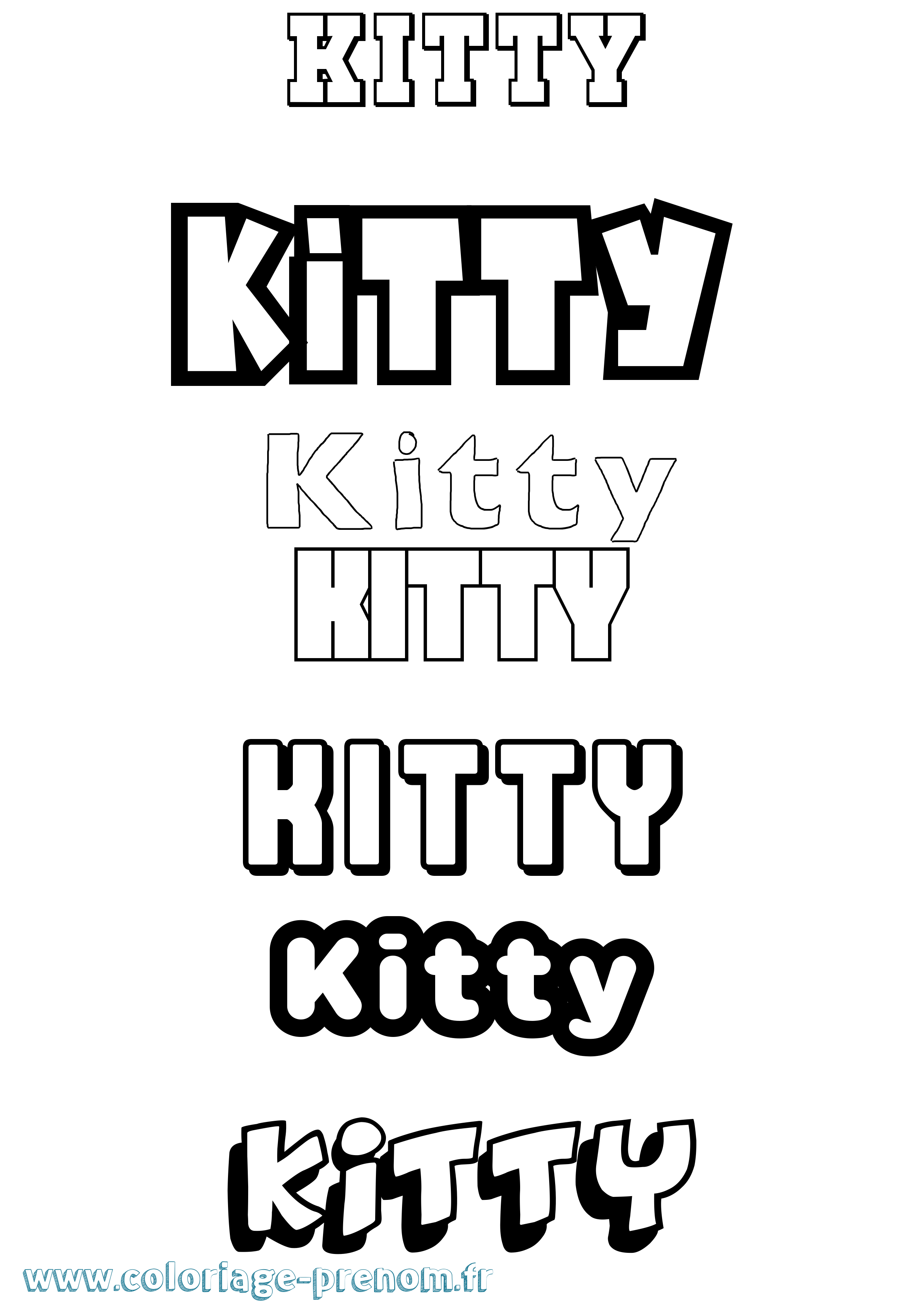 Coloriage Kitty Simple Coloriage prénom Kitty Simple