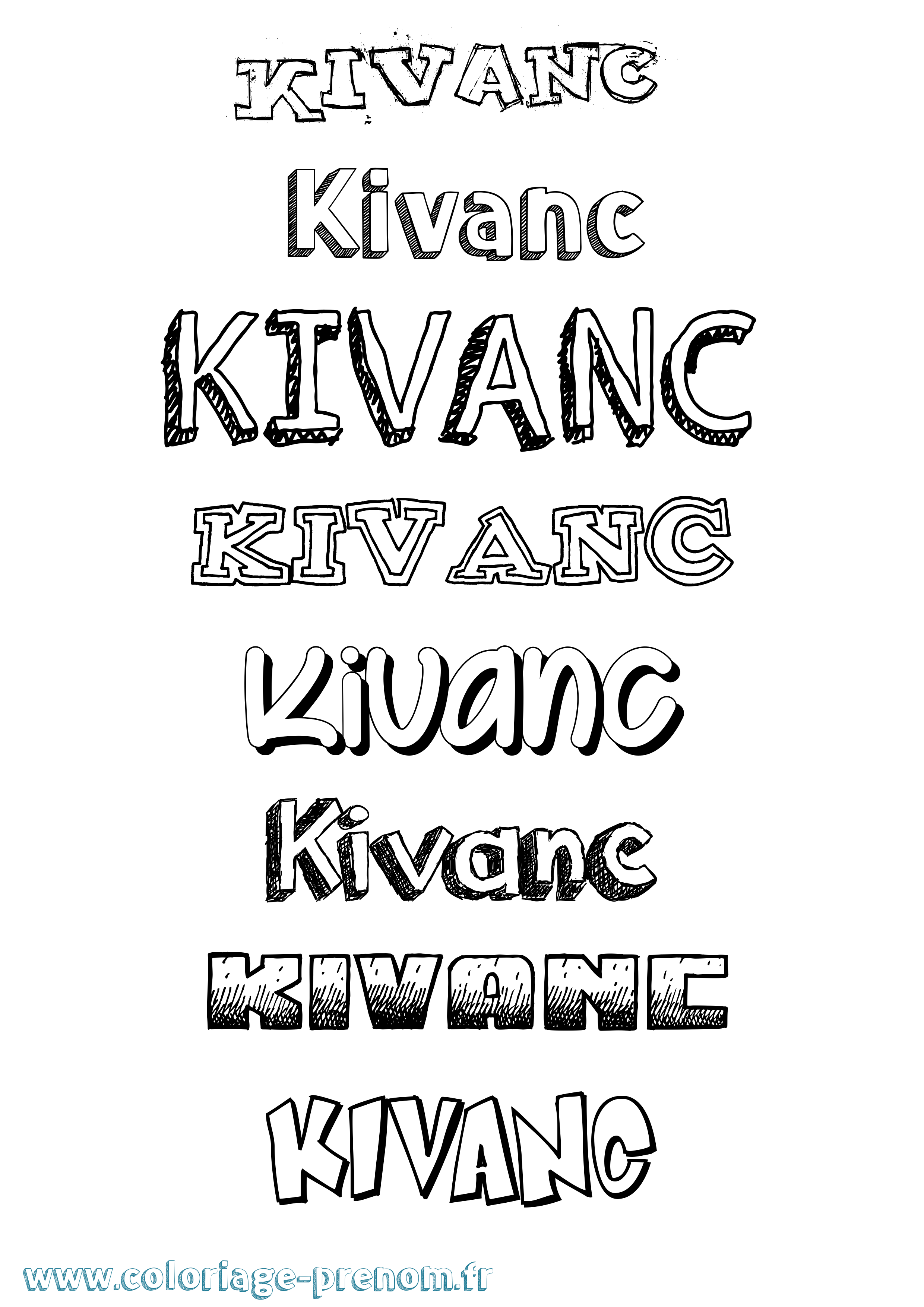 Coloriage Kivanc Dessiné Coloriage prénom Kivanc Dessiné