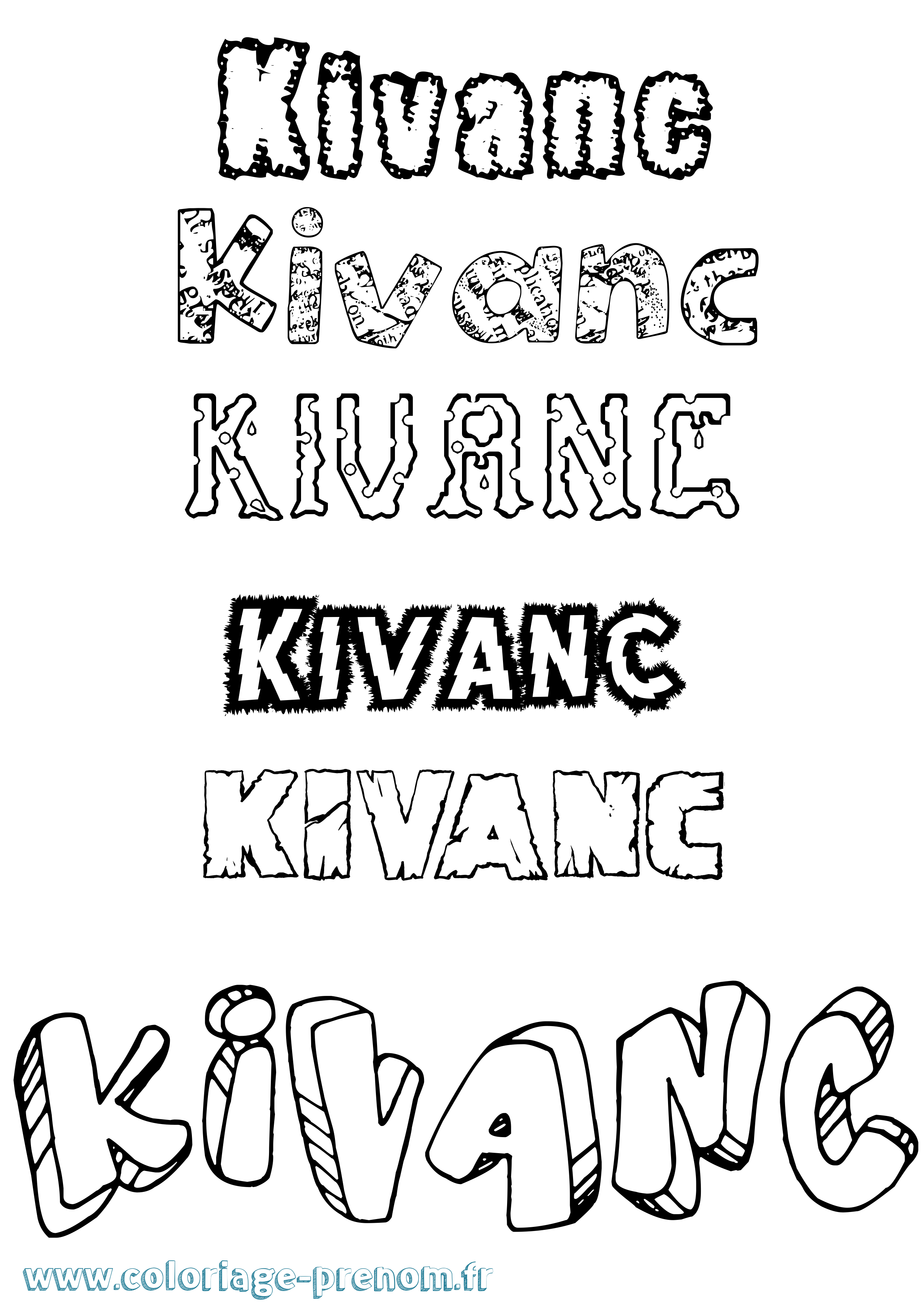 Coloriage Kivanc Destructuré Coloriage prénom Kivanc Destructuré