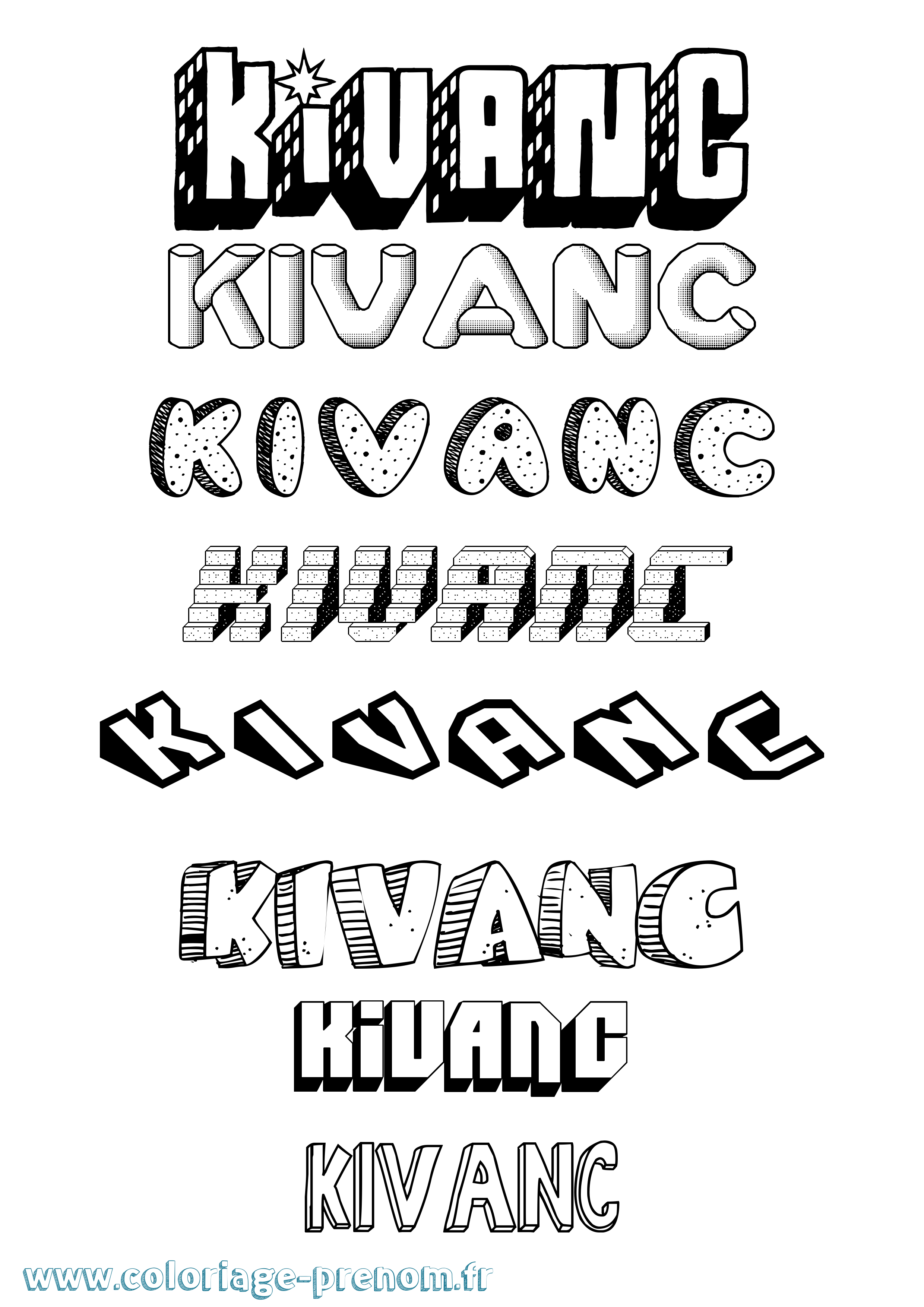 Coloriage Kivanc Effet 3D Coloriage prénom Kivanc Effet 3D