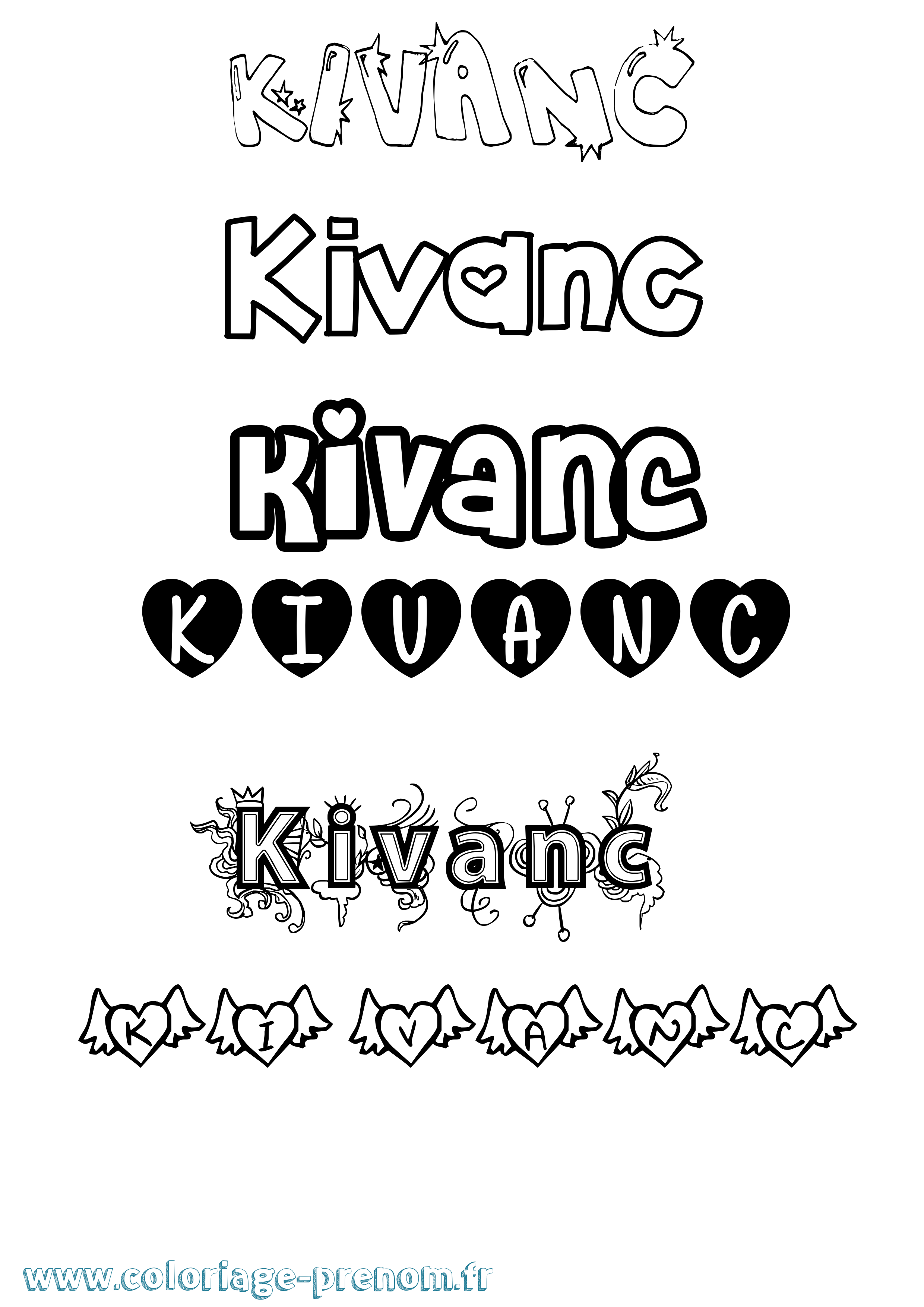 Coloriage Kivanc Girly Coloriage prénom Kivanc Girly
