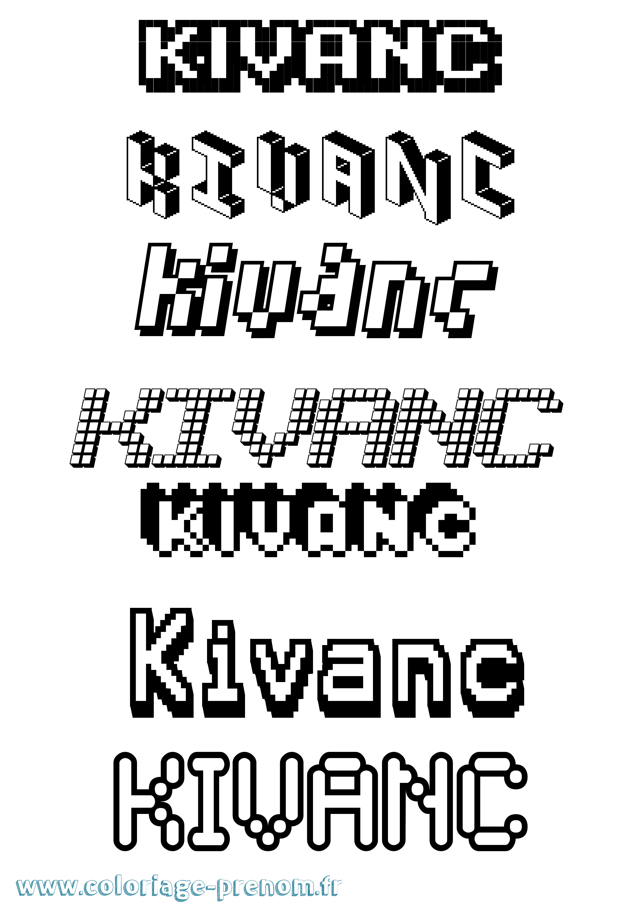 Coloriage Kivanc Pixel Coloriage prénom Kivanc Pixel