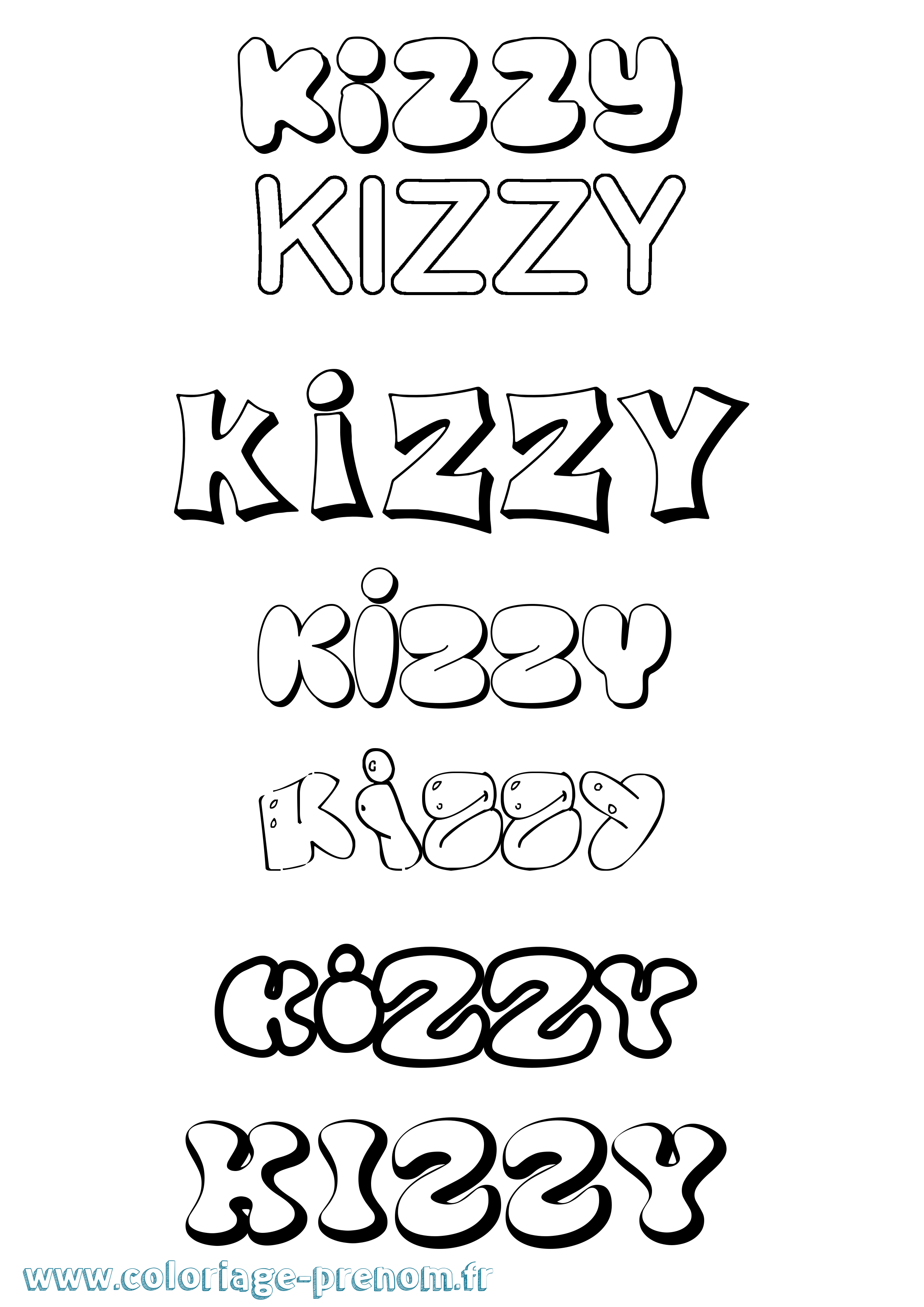Coloriage Kizzy Bubble Coloriage prénom Kizzy Bubble