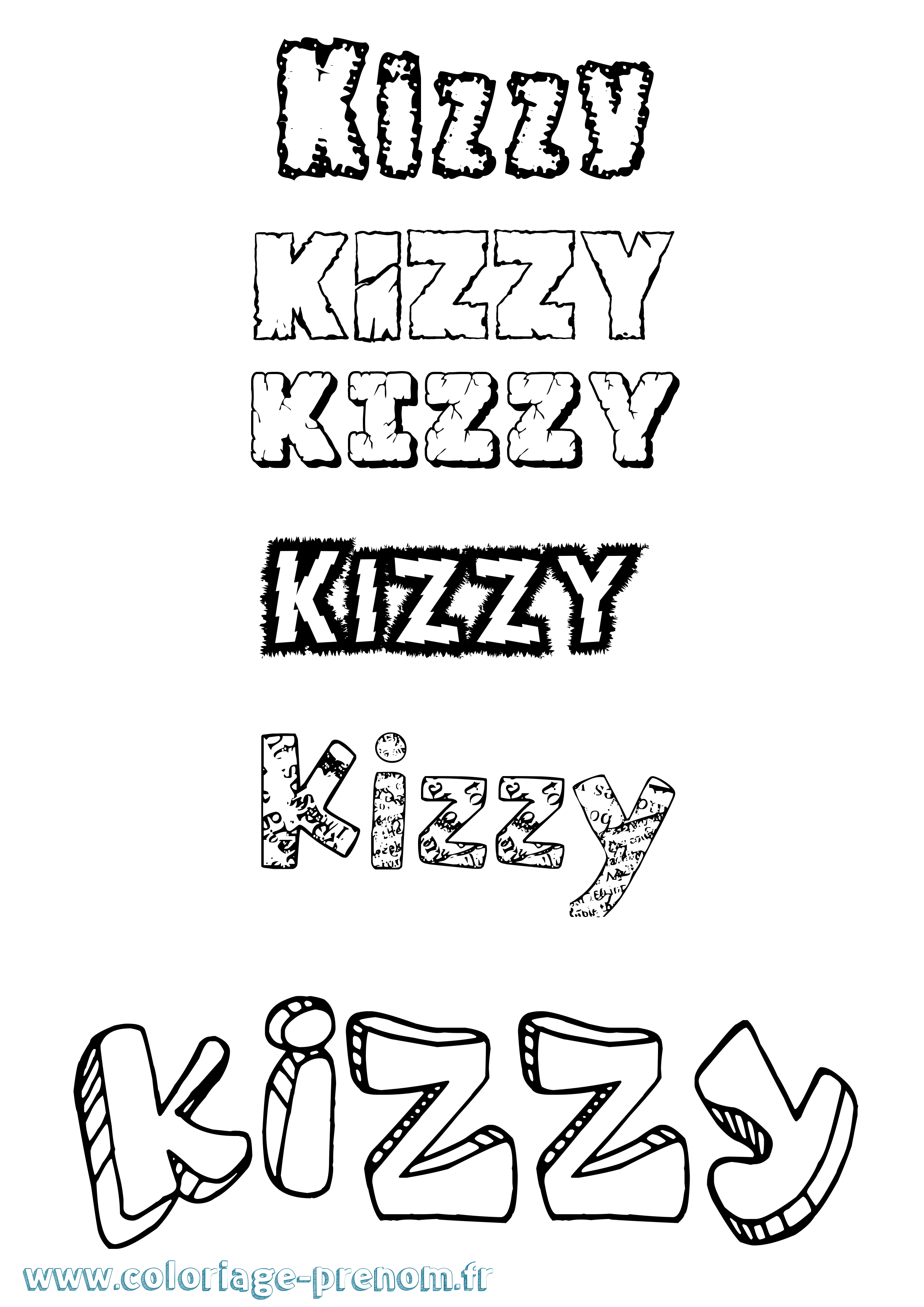 Coloriage Kizzy Destructuré Coloriage prénom Kizzy Destructuré
