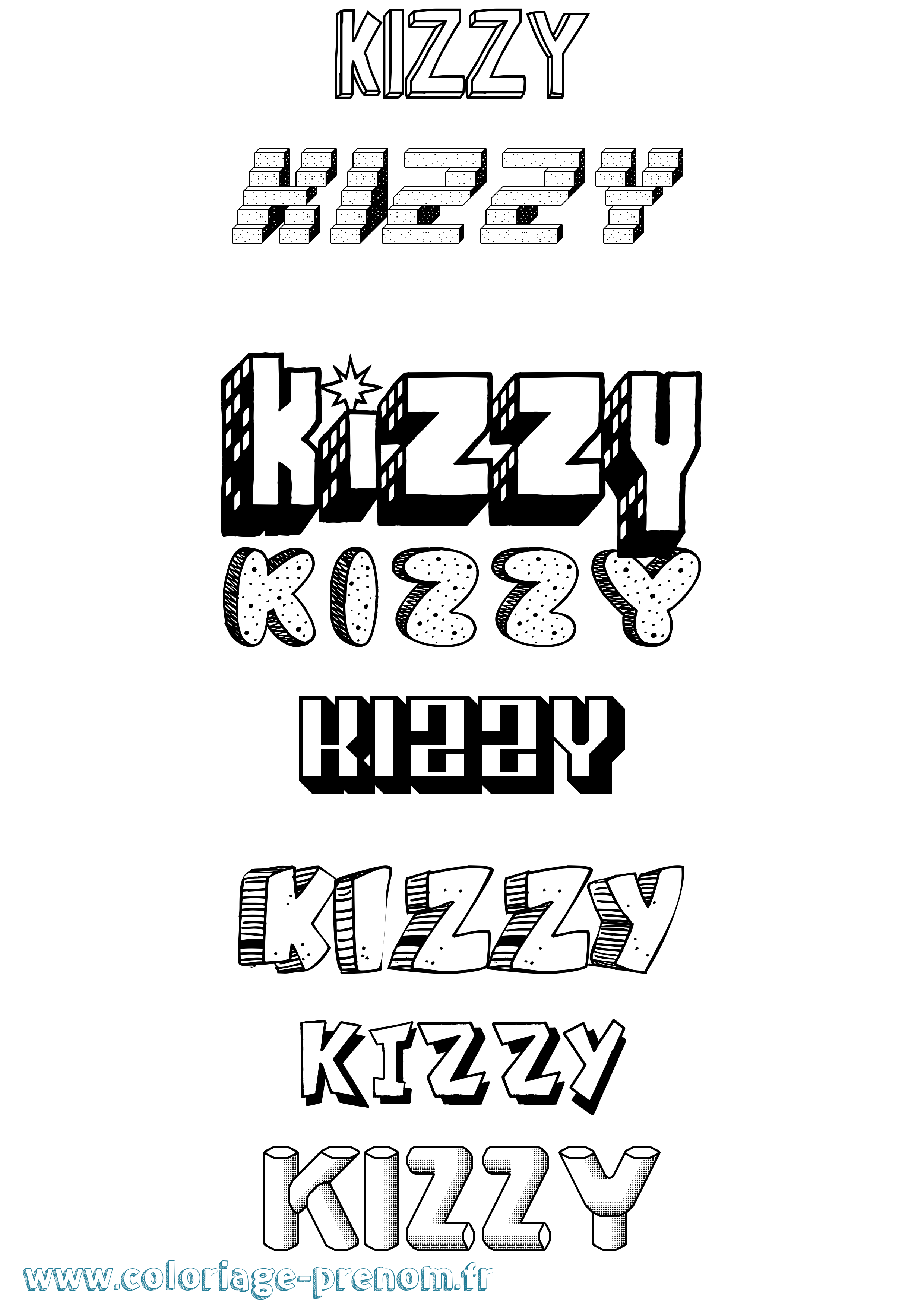 Coloriage Kizzy Effet 3D Coloriage prénom Kizzy Effet 3D