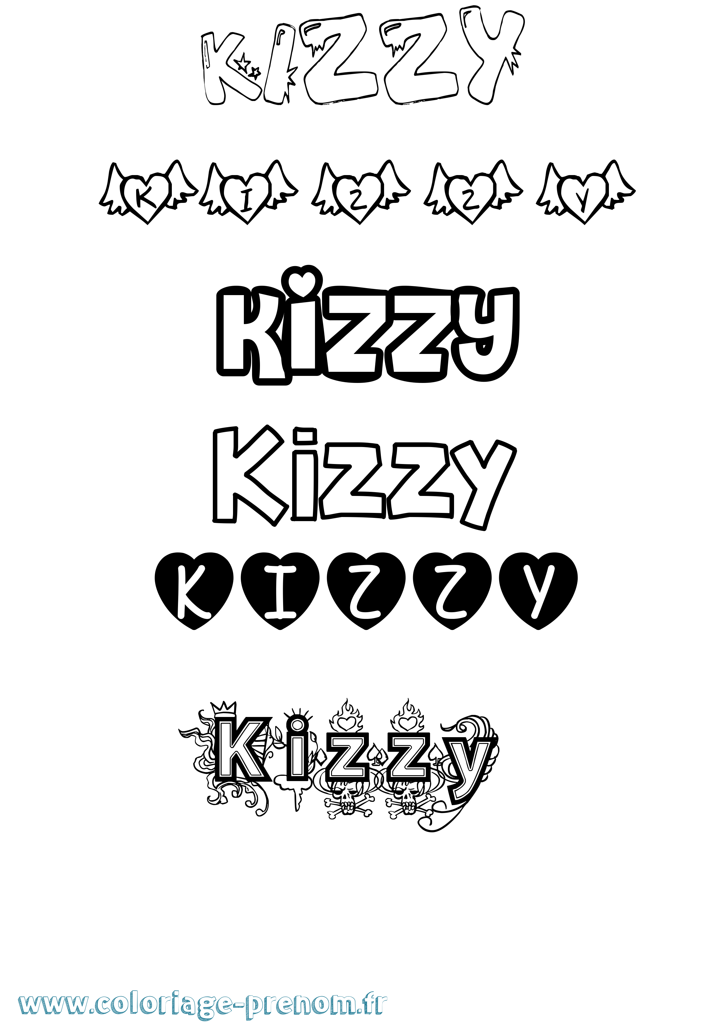 Coloriage Kizzy Girly Coloriage prénom Kizzy Girly