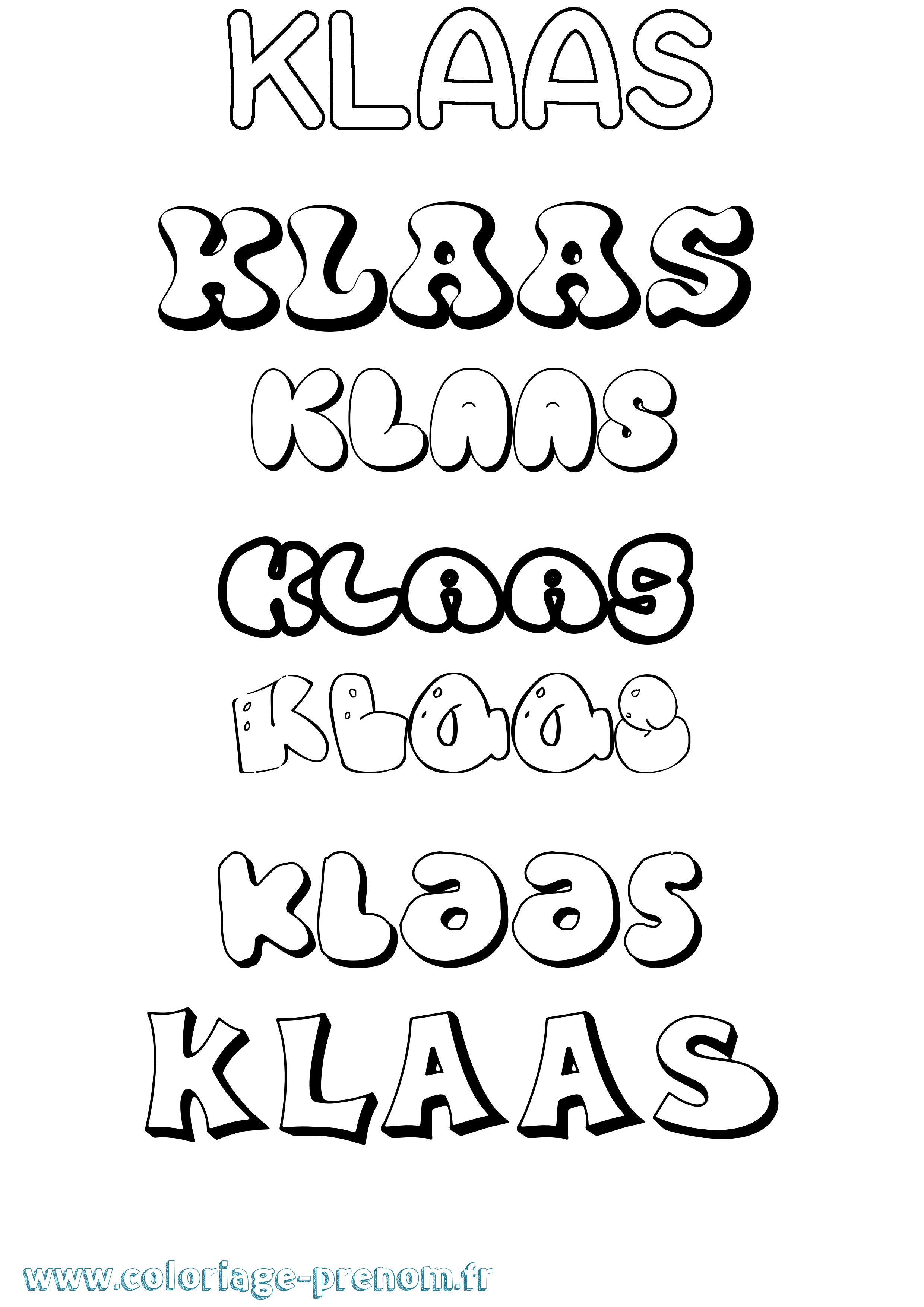 Coloriage Klaas Bubble Coloriage prénom Klaas Bubble