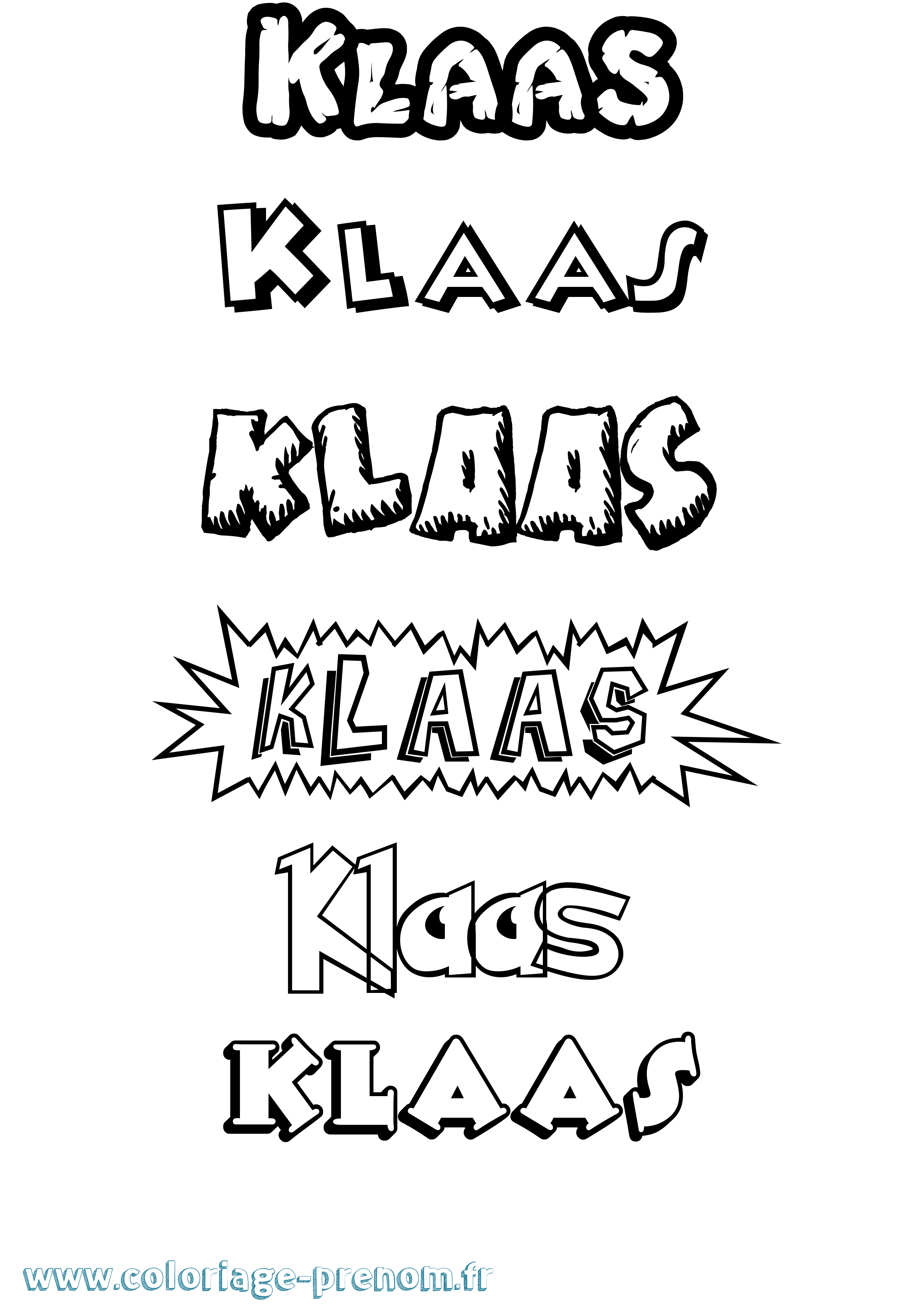 Coloriage Klaas Dessin Animé Coloriage prénom Klaas Dessin Animé