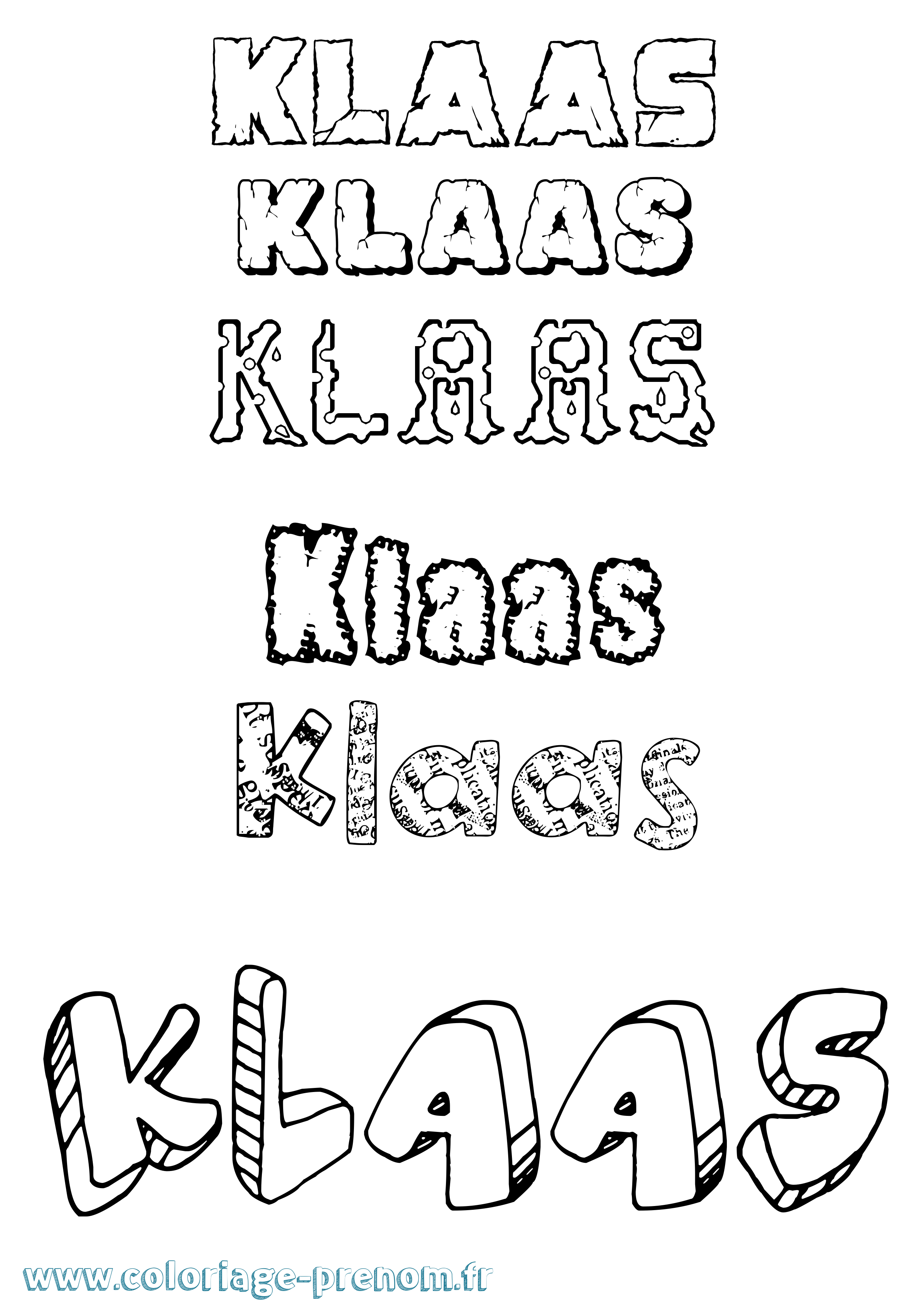 Coloriage Klaas Destructuré Coloriage prénom Klaas Destructuré