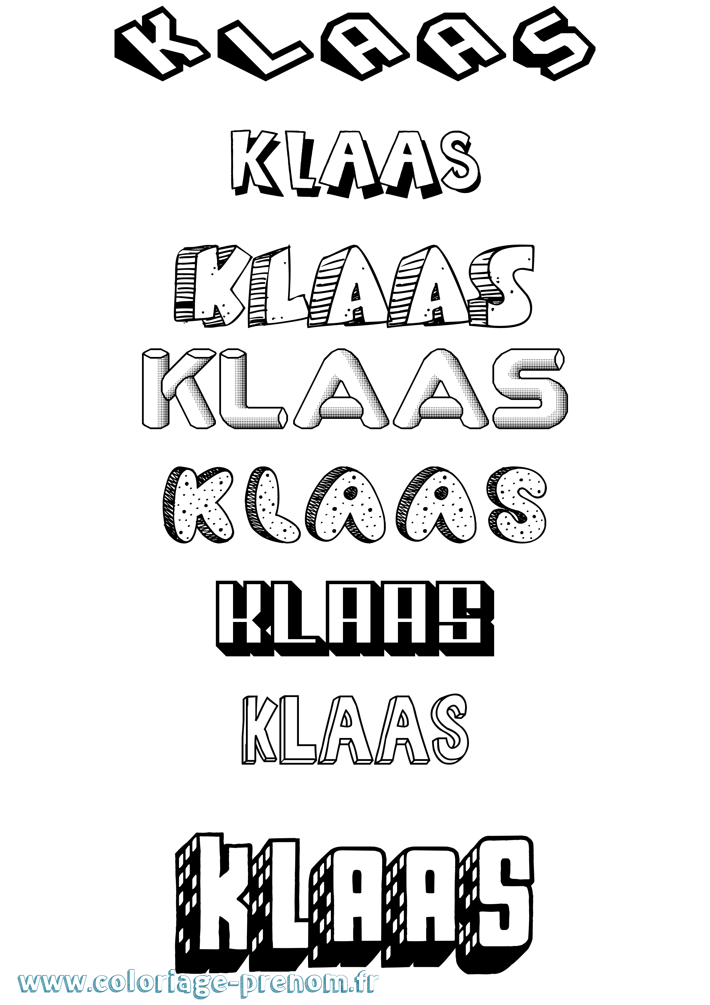 Coloriage Klaas Effet 3D Coloriage prénom Klaas Effet 3D